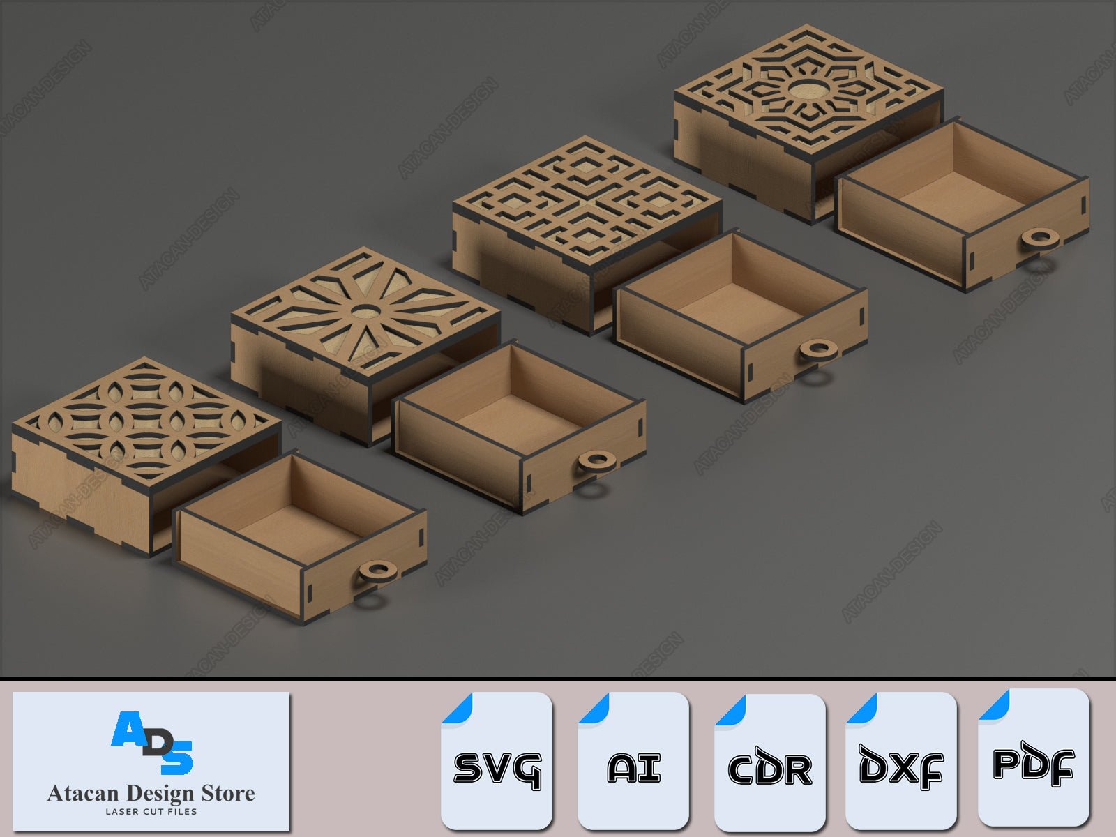 Laser Cut Gift Pattern Box with Drawer - Cutting Plans Wooden Boxes ...