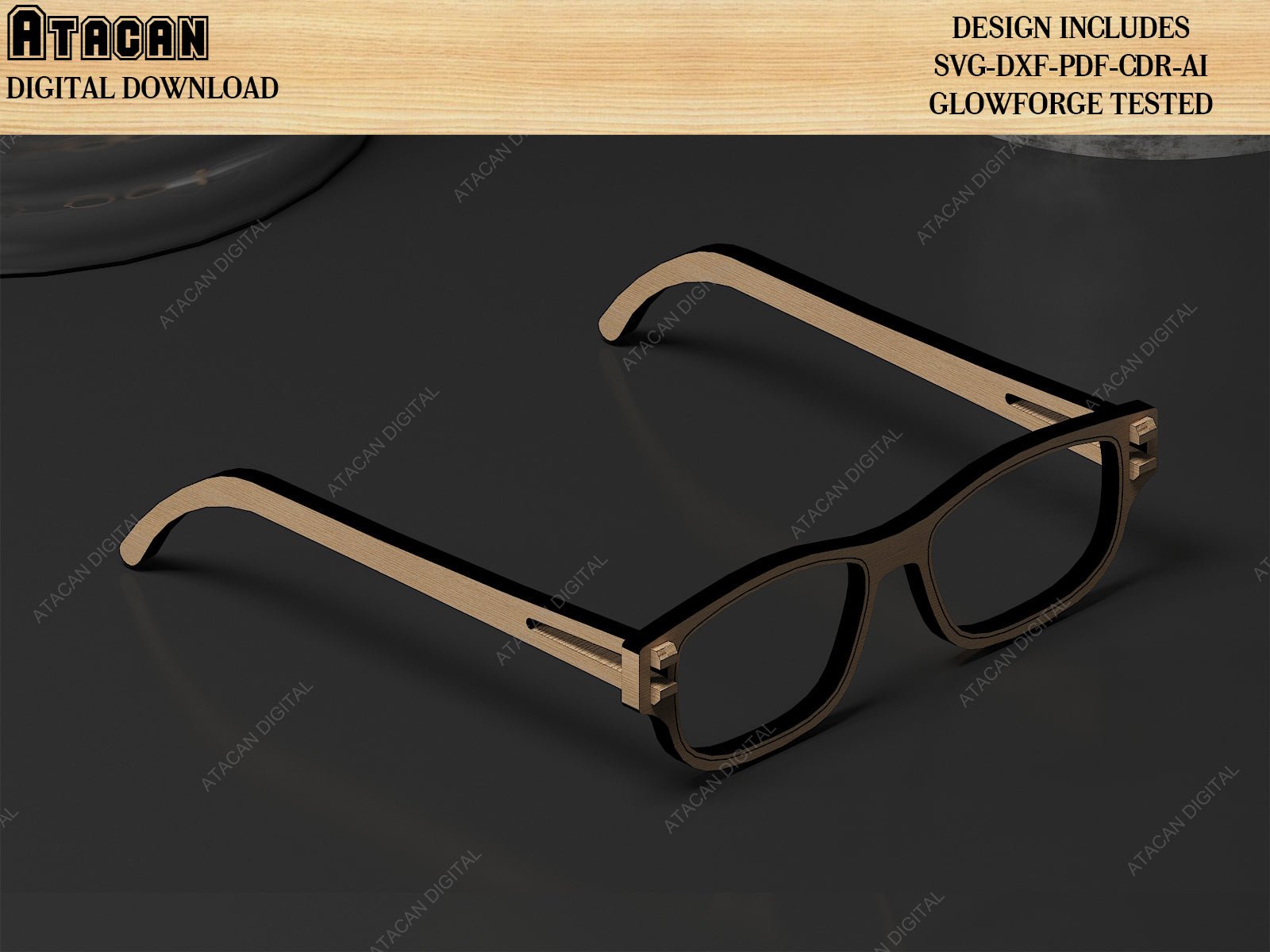 Laser Cut Items / Wood Handle Stamp / Pencil Box / Wooden Sunglasses SVG DXF CDR Ai 495