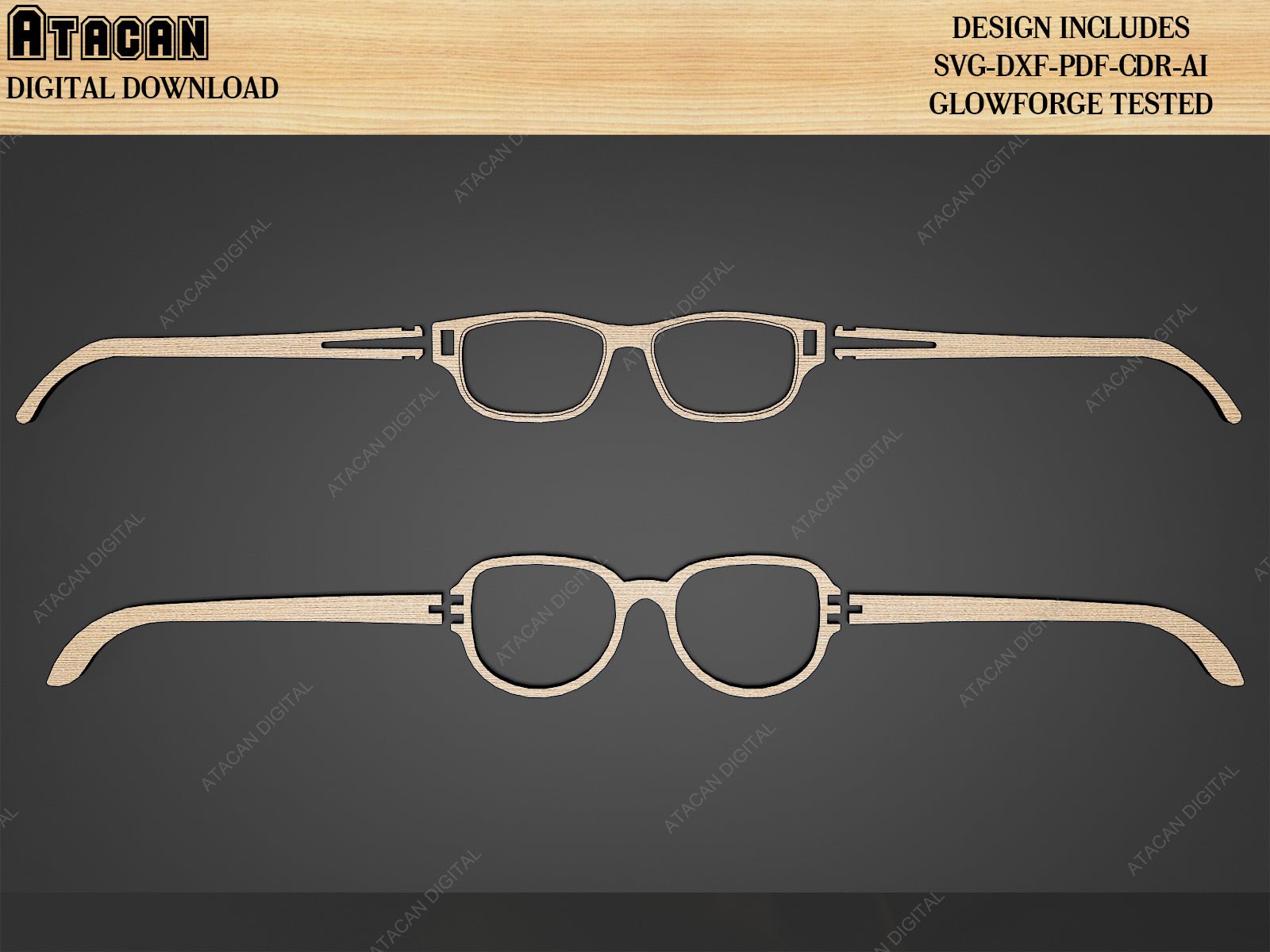 Laser Cut Items / Wood Handle Stamp / Pencil Box / Wooden Sunglasses SVG DXF CDR Ai 495