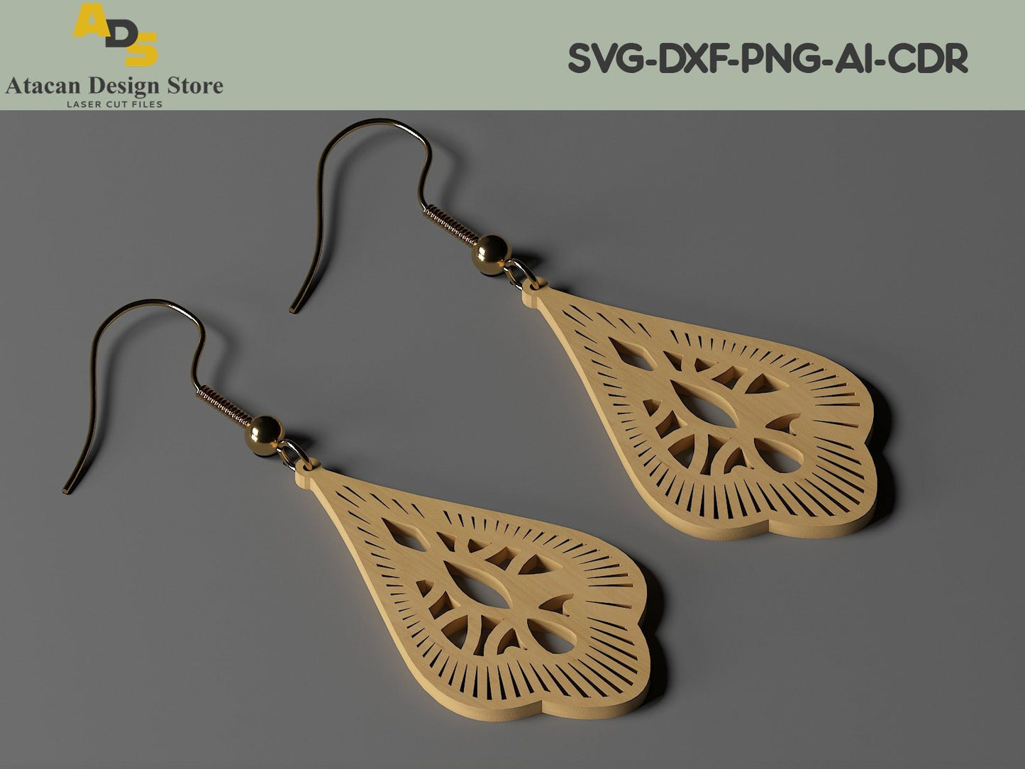 Laser Cut Jewelry Earrings / Teardrop Pendants Vector Files SVG, DXF, CDR ADS219