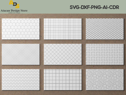 Laser cut Patterned Panel Files / Honeycomb, Checker, Parquet Panel Patterns / Vector Cutting Files 260