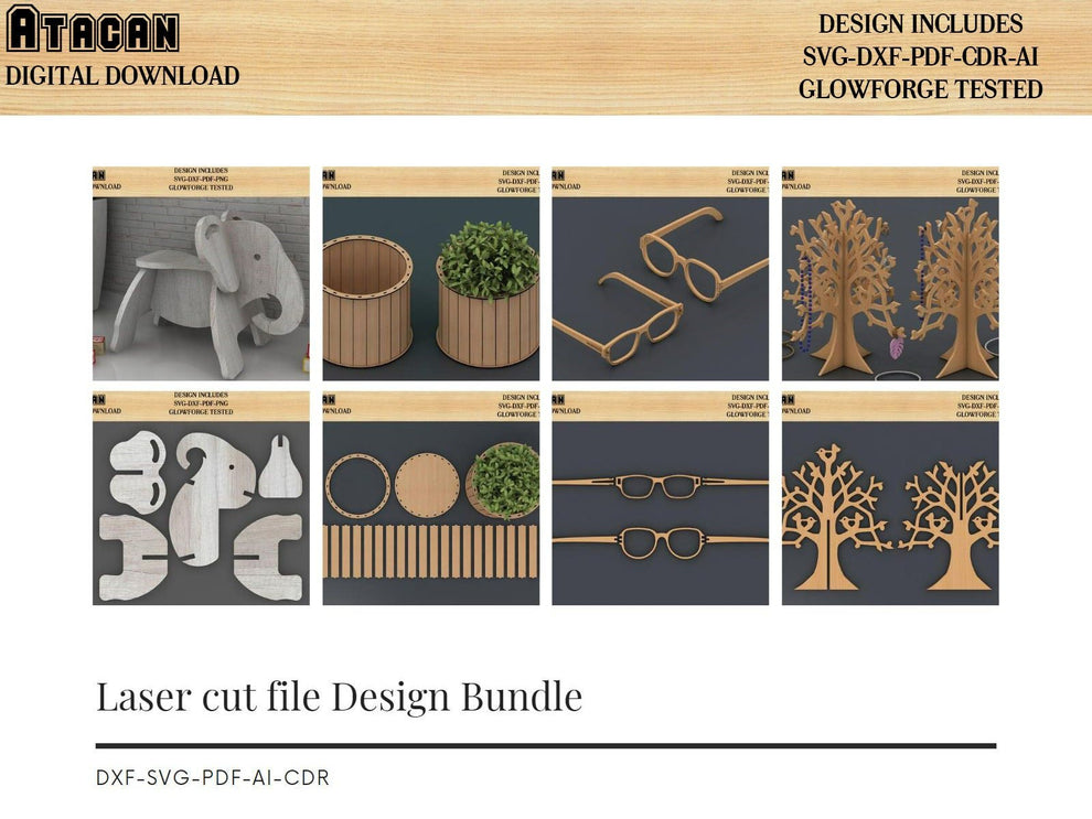 Laser Cut Plywood 3D models / Glowforge cut files / DIY Puzzle / Woode ...