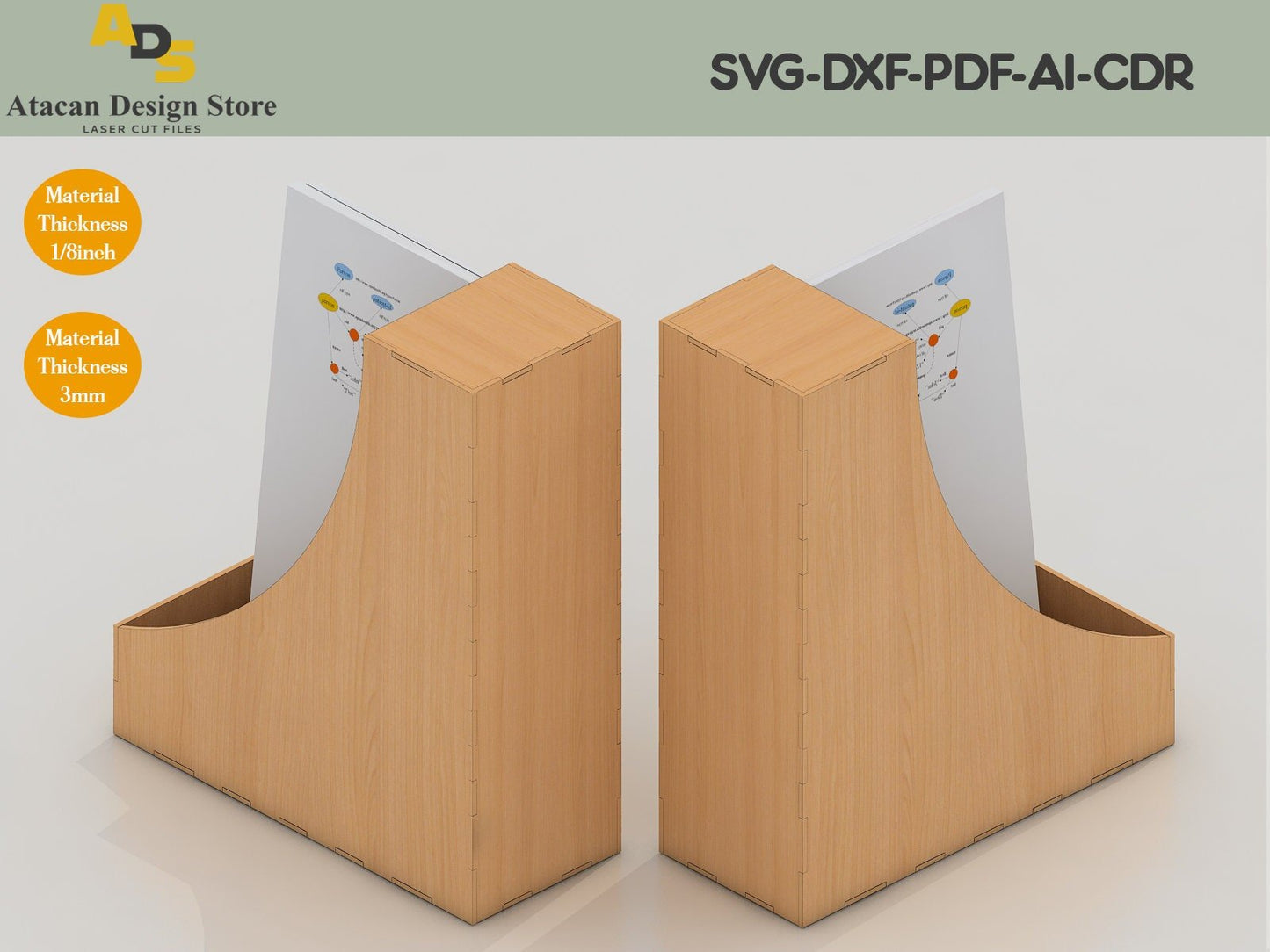 Laser Cut Storage Organizer / Magazine Desk Storage / Desk File Organizer for Laser Cutting Wood Box ADS168
