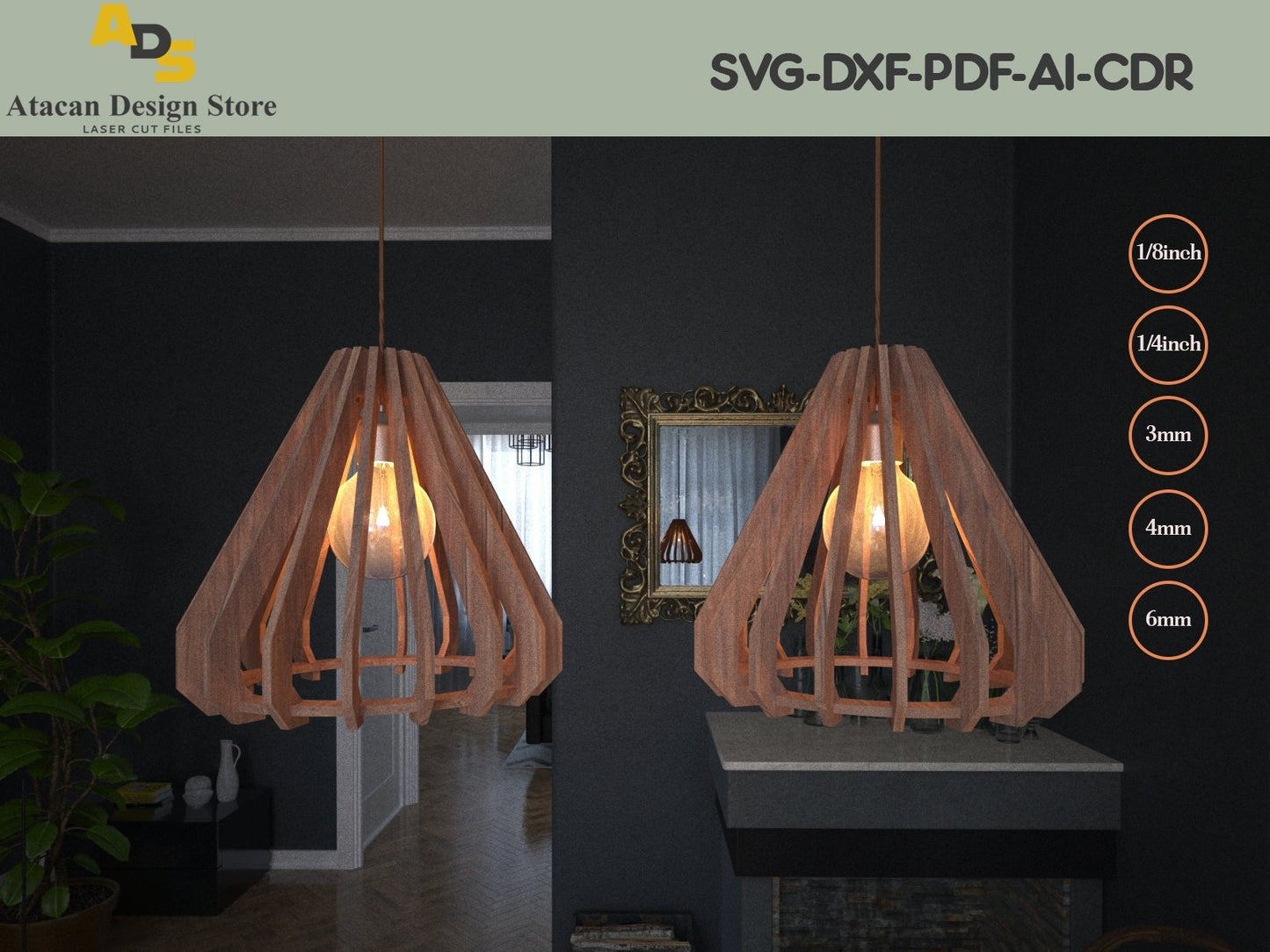 Laser cut wooden Scandinavian Style pendant shade / Wood Pendant Light Chandelier Lamp ADS181