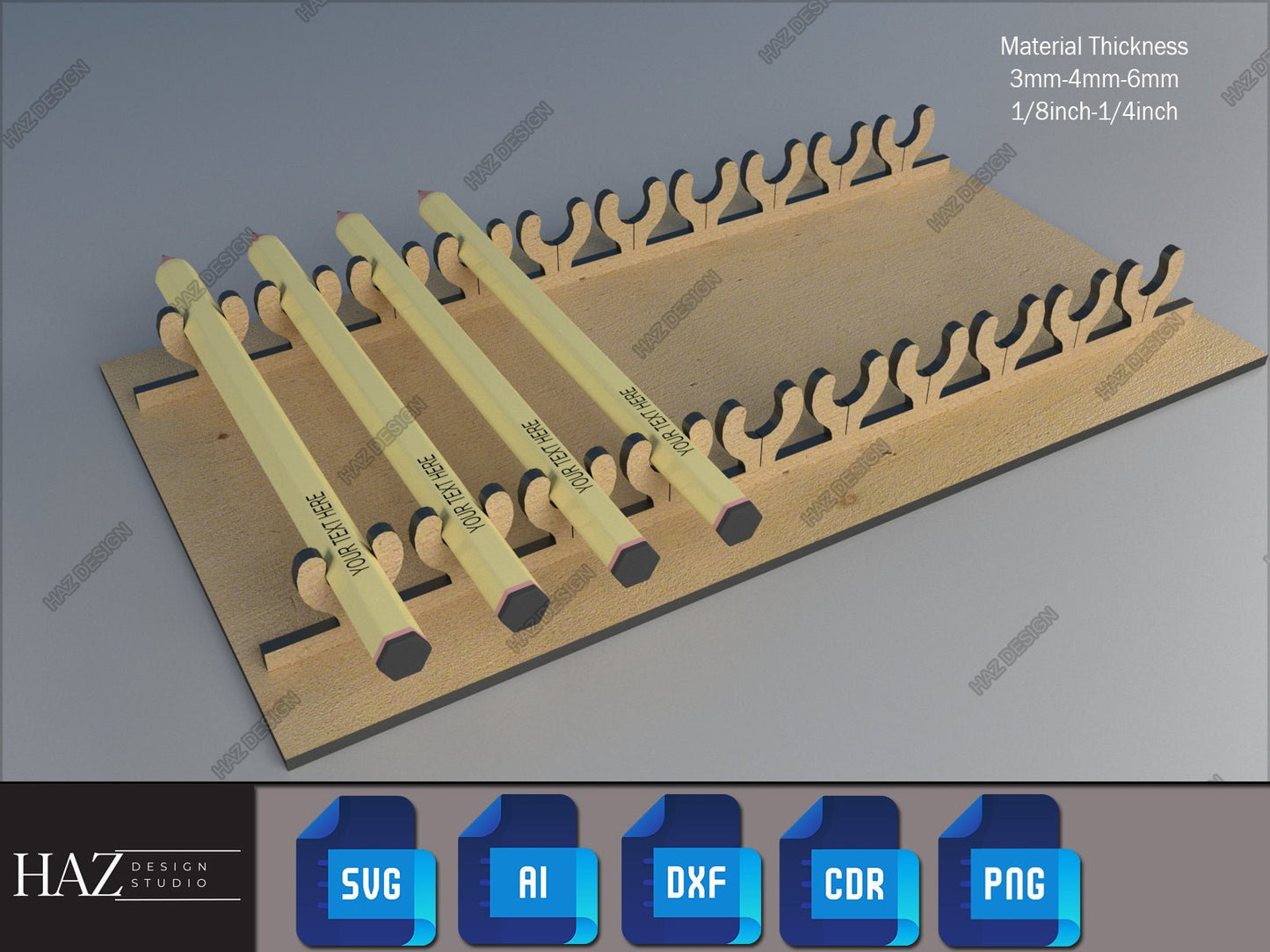 Laser Ready Pencil Jig Template - Jig for Pens - Laser Cut Template SVG DXF PDF Ai 185