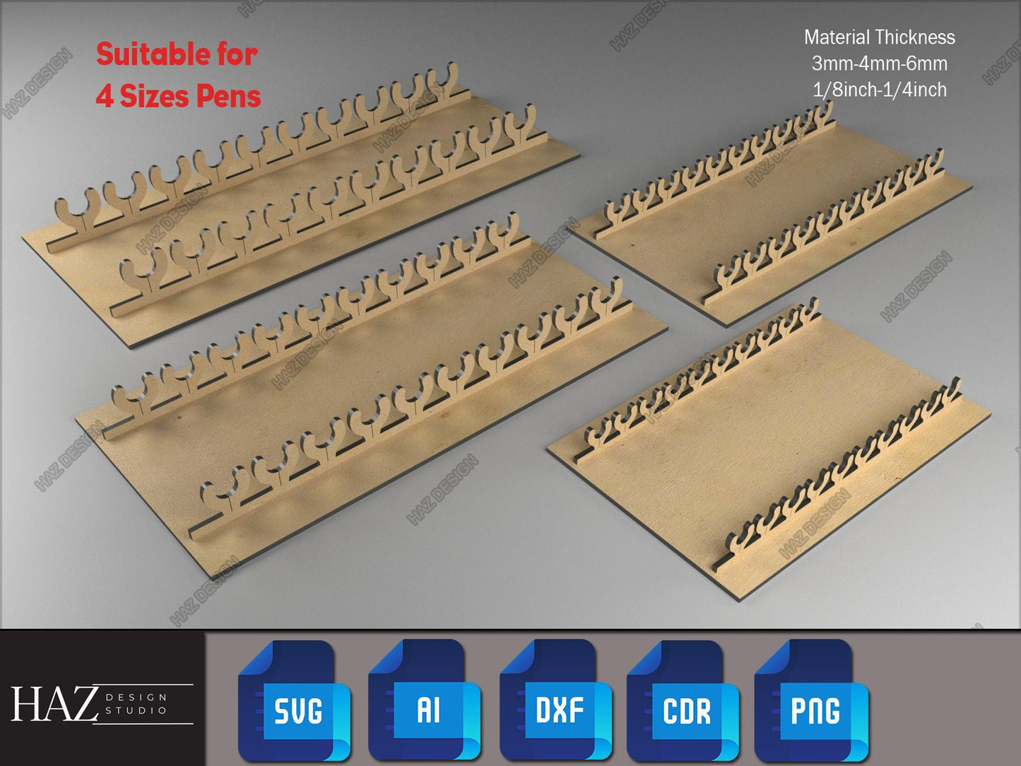 Laser Ready Pencil Jig Template - Jig for Pens - Laser Cut Template SVG DXF PDF Ai 185