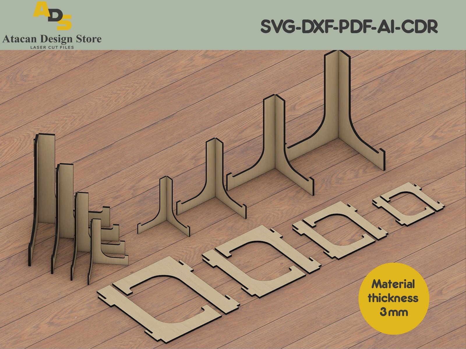 Laser SVG Cut File / Easel Set Multiple Sizes / Easel Stands SVG / Glowforge digital file ADS069