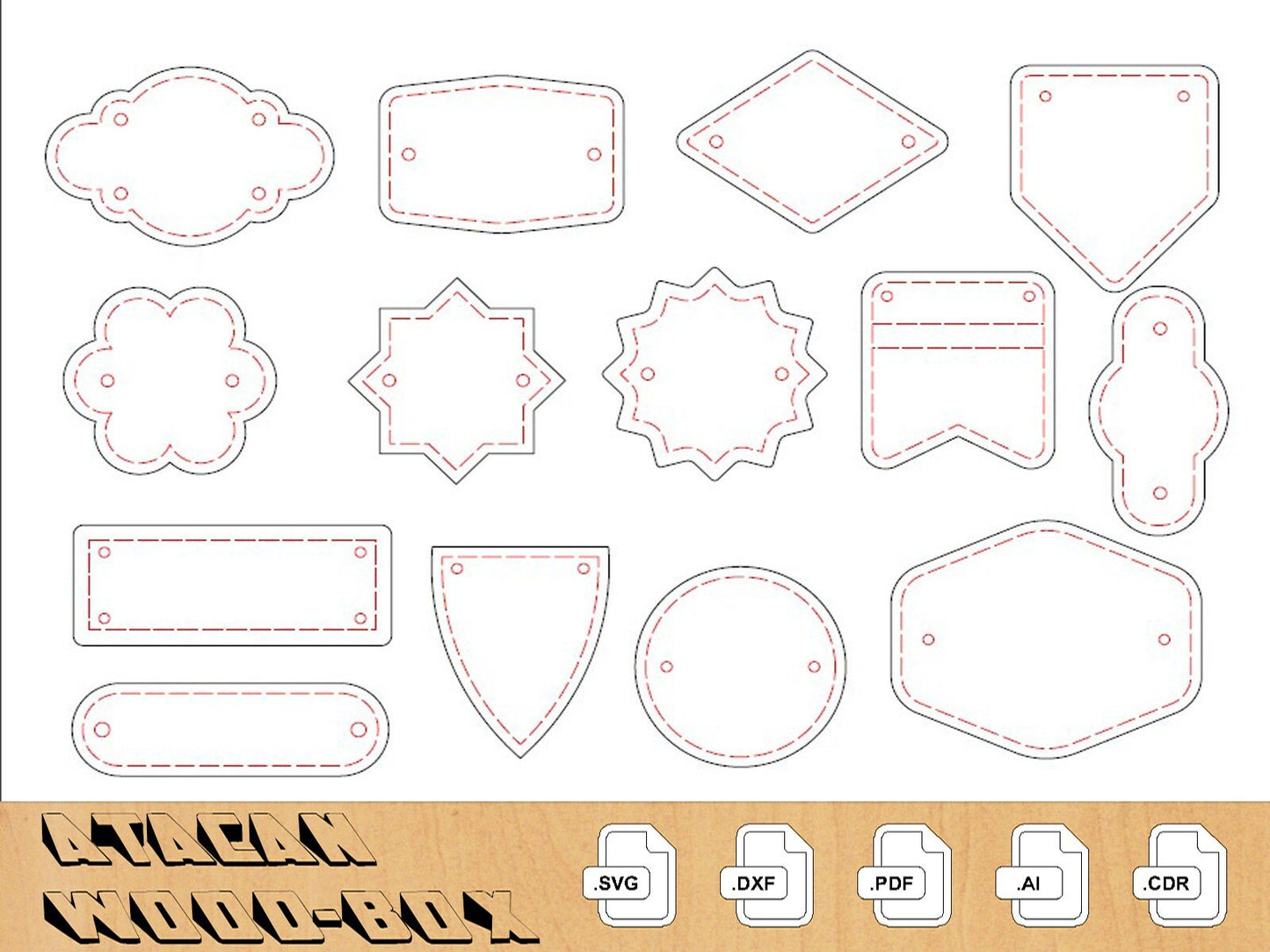 Leather Label Signs / Different Shapes Vector Cut Files / Genuine Leather Sign 310