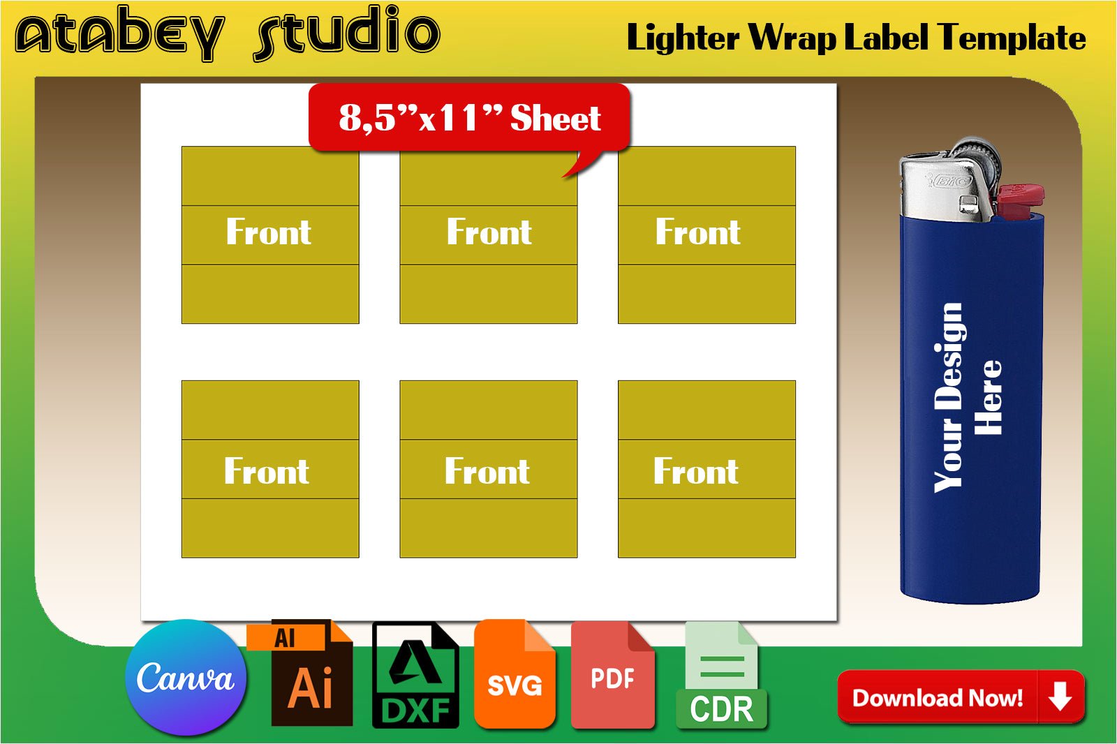 Lighter label Template Svg / Lighter wrapper Template / Lighter label full Wrapping / Canva Template / Instant Download / Svg Dxf Ai Cdr 521