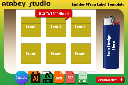 Lighter label Template Svg / Lighter wrapper Template / Lighter label full Wrapping / Canva Template / Instant Download / Svg Dxf Ai Cdr 521
