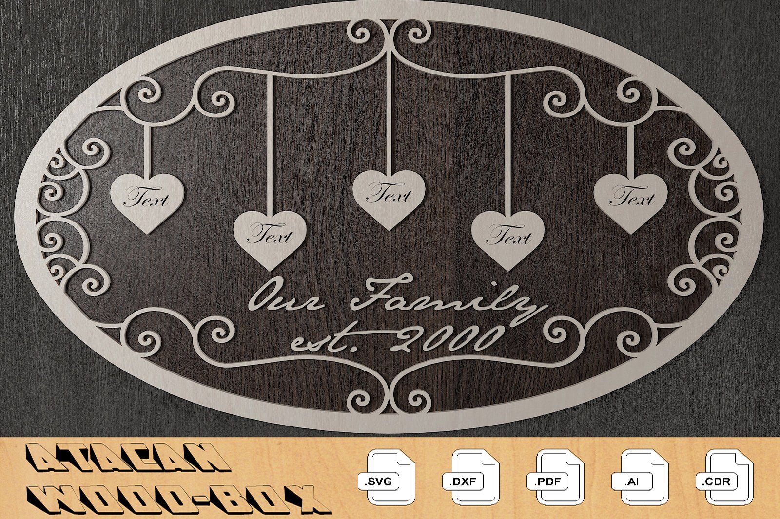 Members of Our Family Ellipse Boards / Family Tree Signs / Hanging Hearts With Names 307