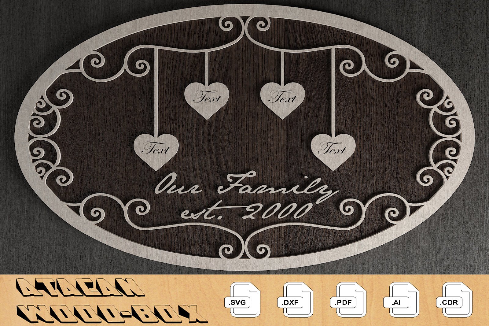 Members of Our Family Ellipse Boards / Family Tree Signs / Hanging Hearts With Names 307