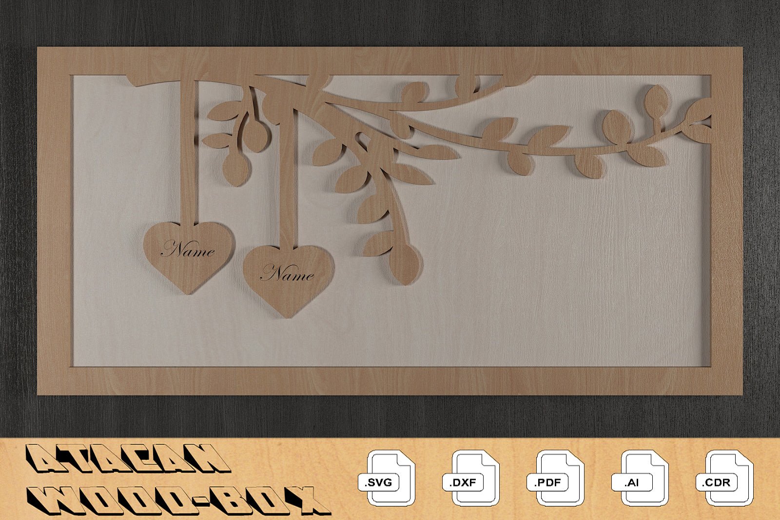 Members of Our Family Frames / Family Tree Laser Files / Hanging Hearts With Names 308