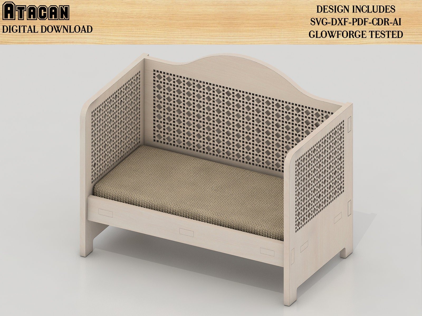 Mini Cradle Digital File Download / Laser Cut Baby Cot SVG files / Cnc Laser cutting Template 253