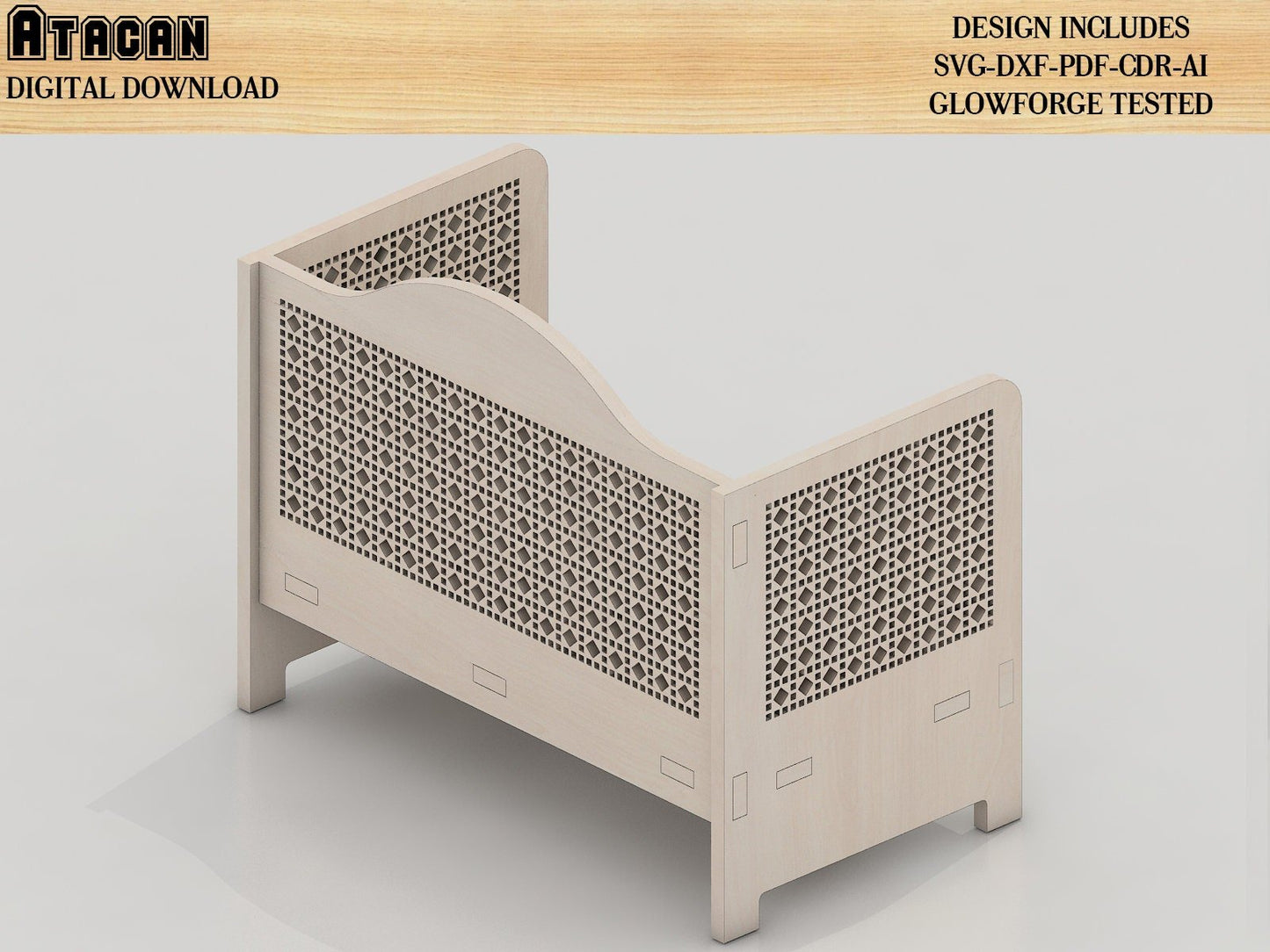 Mini Cradle Digital File Download / Laser Cut Baby Cot SVG files / Cnc Laser cutting Template 253