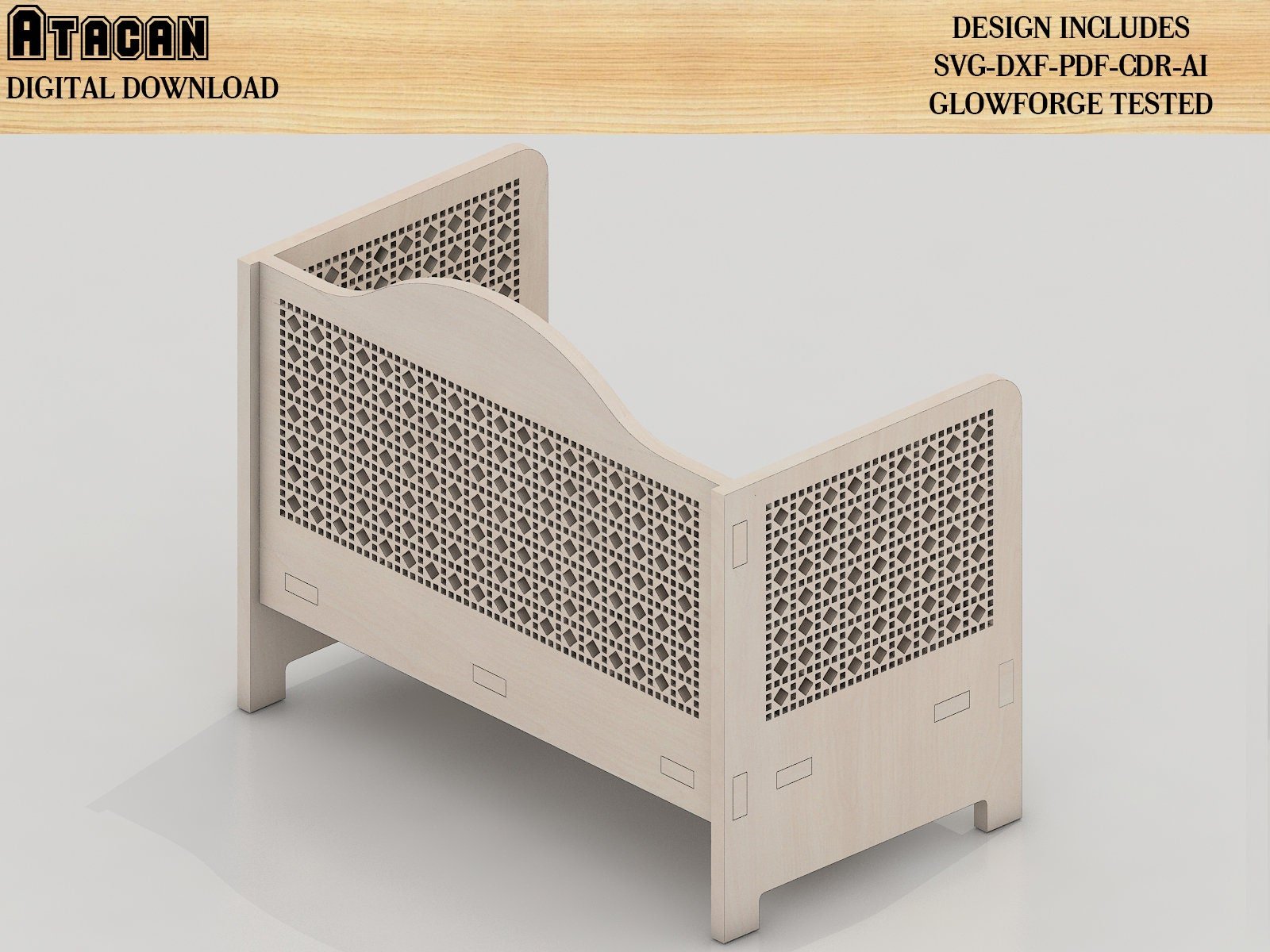 Mini Cradle Digital File Download / Laser Cut Baby Cot SVG files / Cnc Laser cutting Template 253