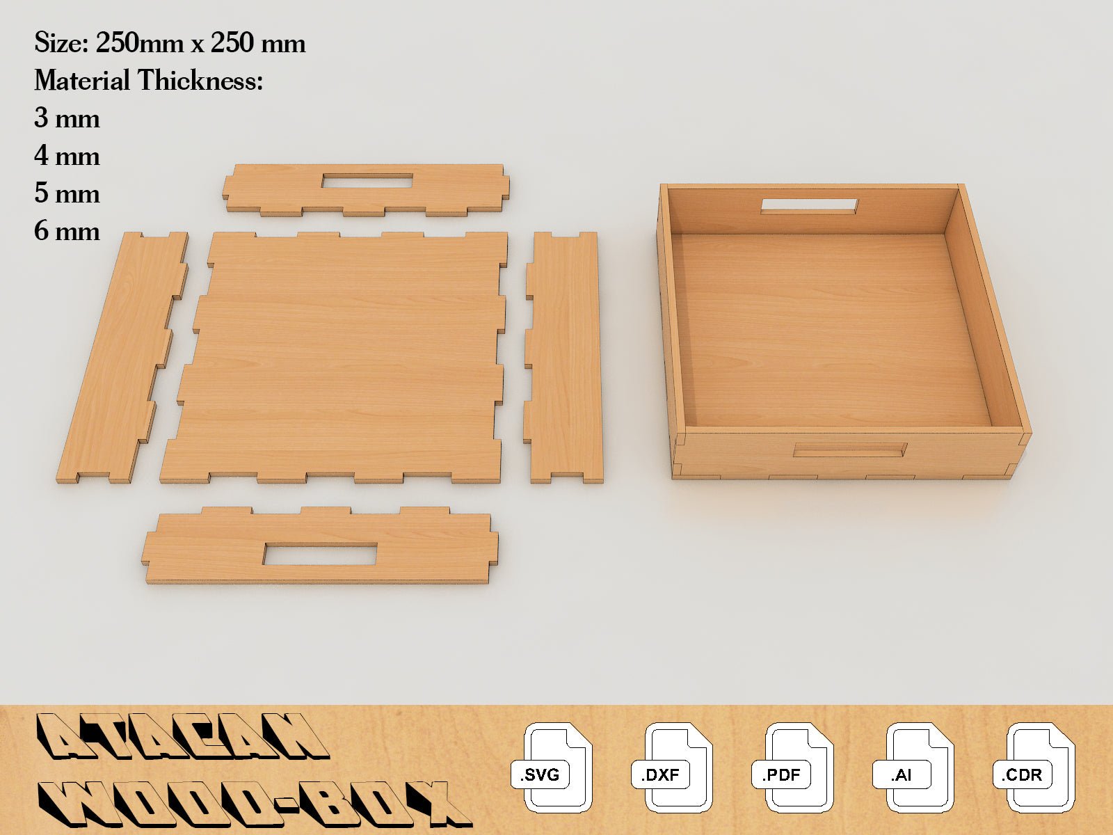 Mini Tray Laser Cut Files / Wood Trays Template / Svg Dxf Cdr Ai Vector Plans Digital Download 071