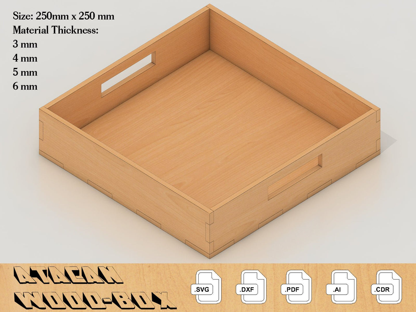 Mini Tray Laser Cut Files / Wood Trays Template / Svg Dxf Cdr Ai Vector Plans Digital Download 071