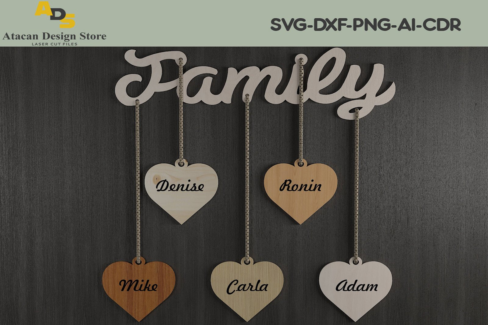 Mixed Laser cut Objects / Do not Disturb / Heart Keychains / Family Members Tree 290