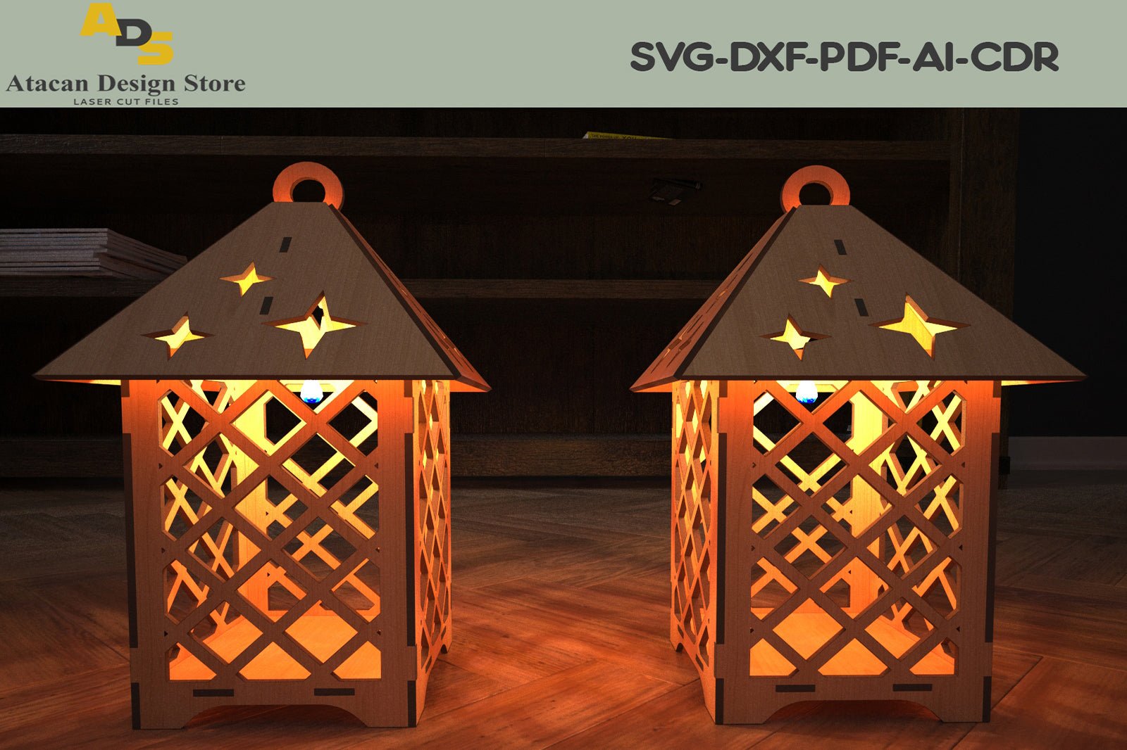 Modern Wood Pendant Lights / Box Tealights / Lampshade and Candle Box / SVG, DXF, CDR 289