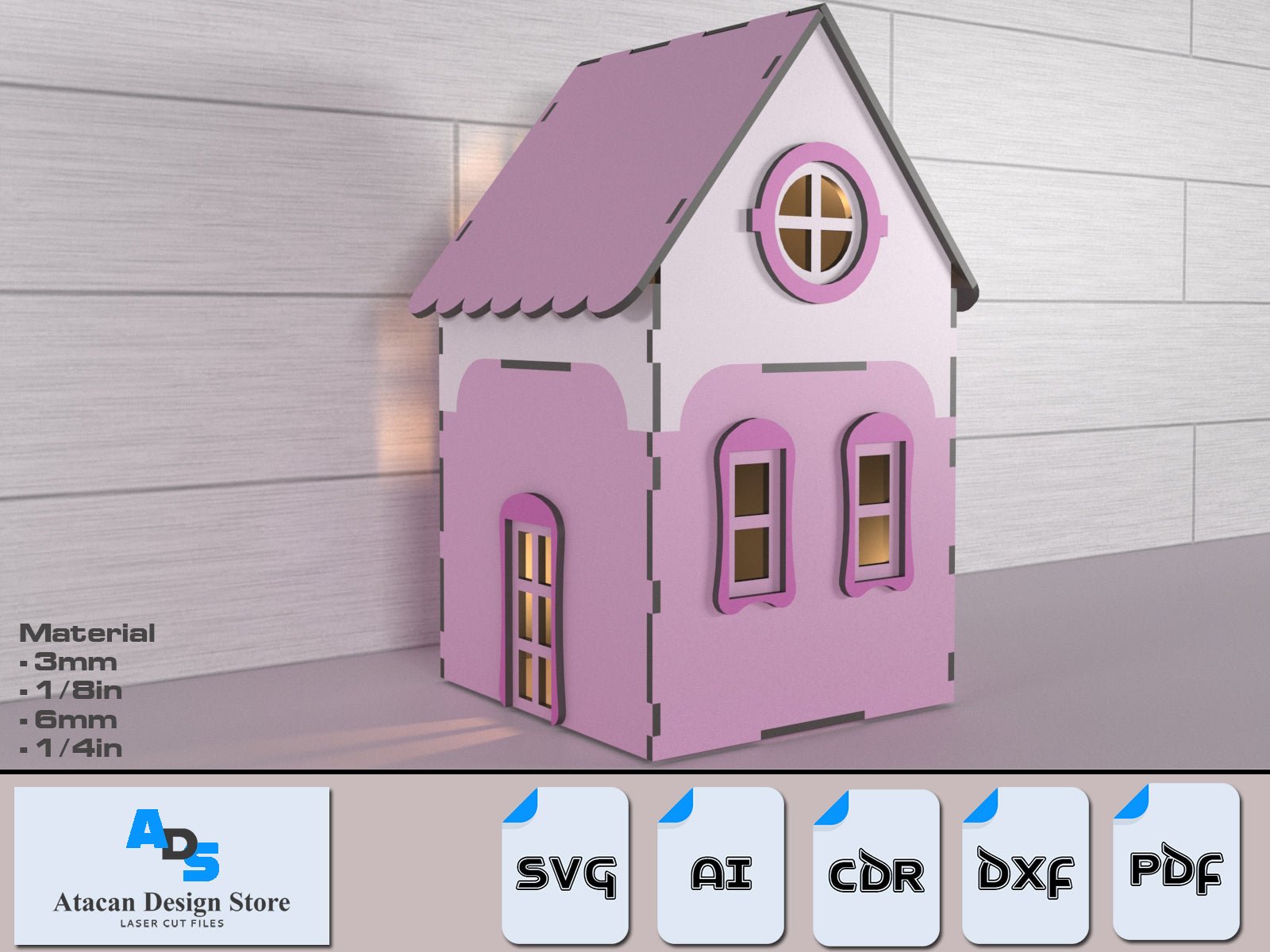 Modular Design Miniature Dollhouse / Apartment Tea Light Lantern Candle Holder / Doll House Home Laser Cut Files SVG DXF Ai CDR PDf ADS356