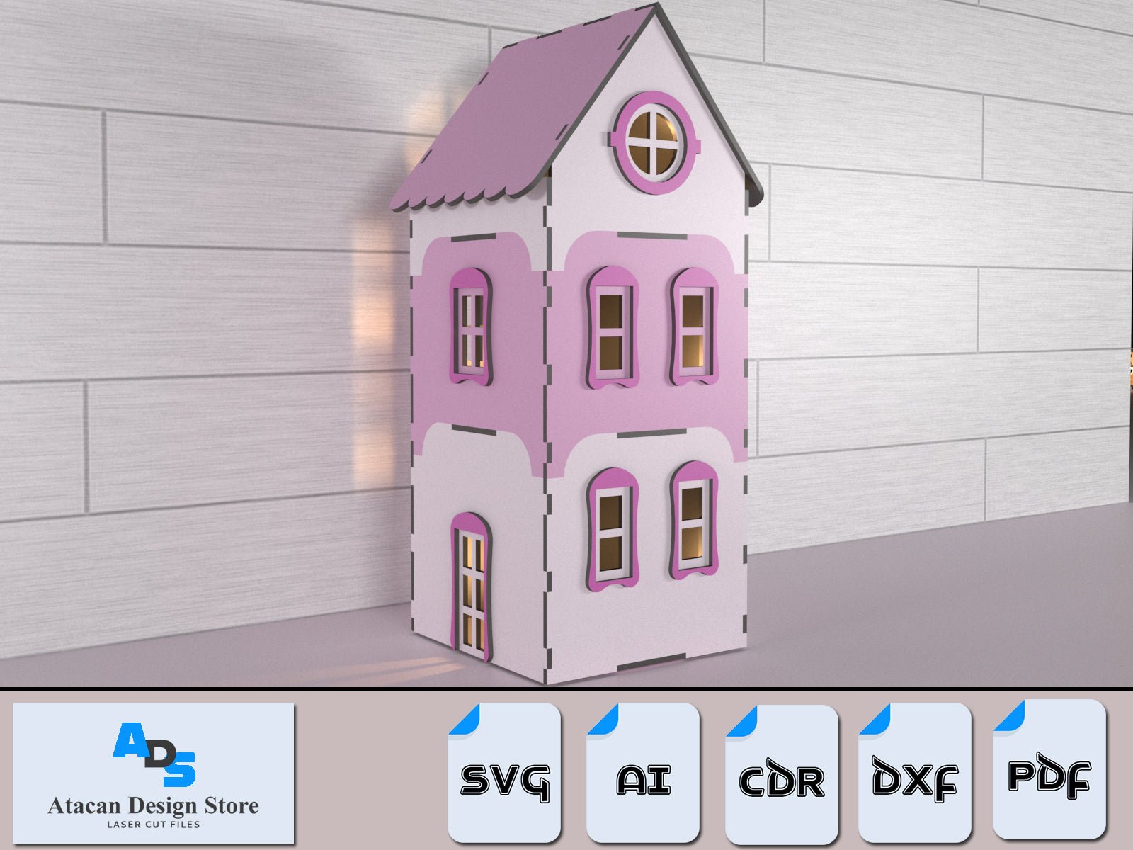 Modular Design Miniature Dollhouse / Apartment Tea Light Lantern Candle Holder / Doll House Home Laser Cut Files SVG DXF Ai CDR PDf ADS356