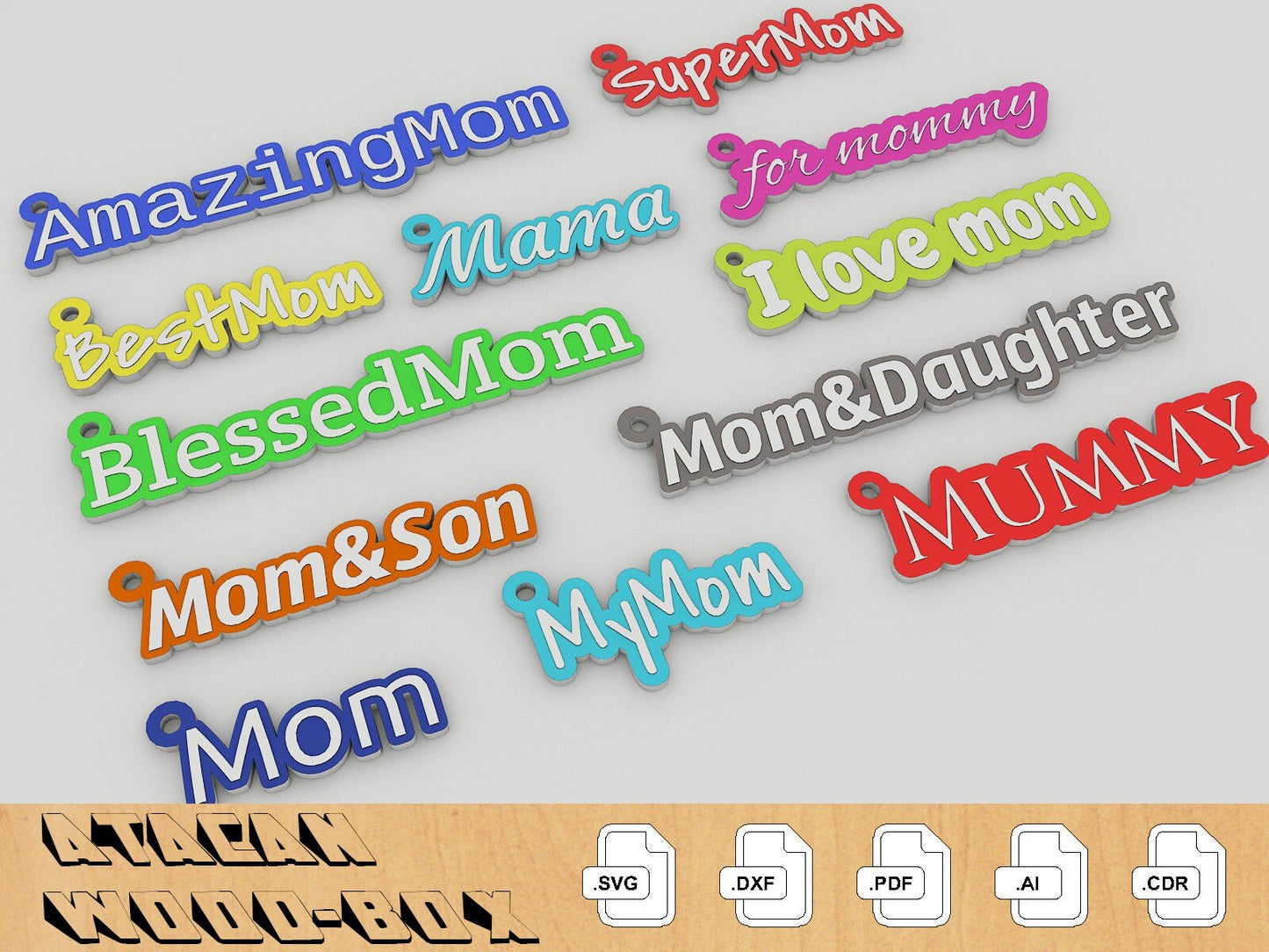 Mom Keychain Designs - Mothers Days Name SVG cut files - Mama Keychain bundle 232