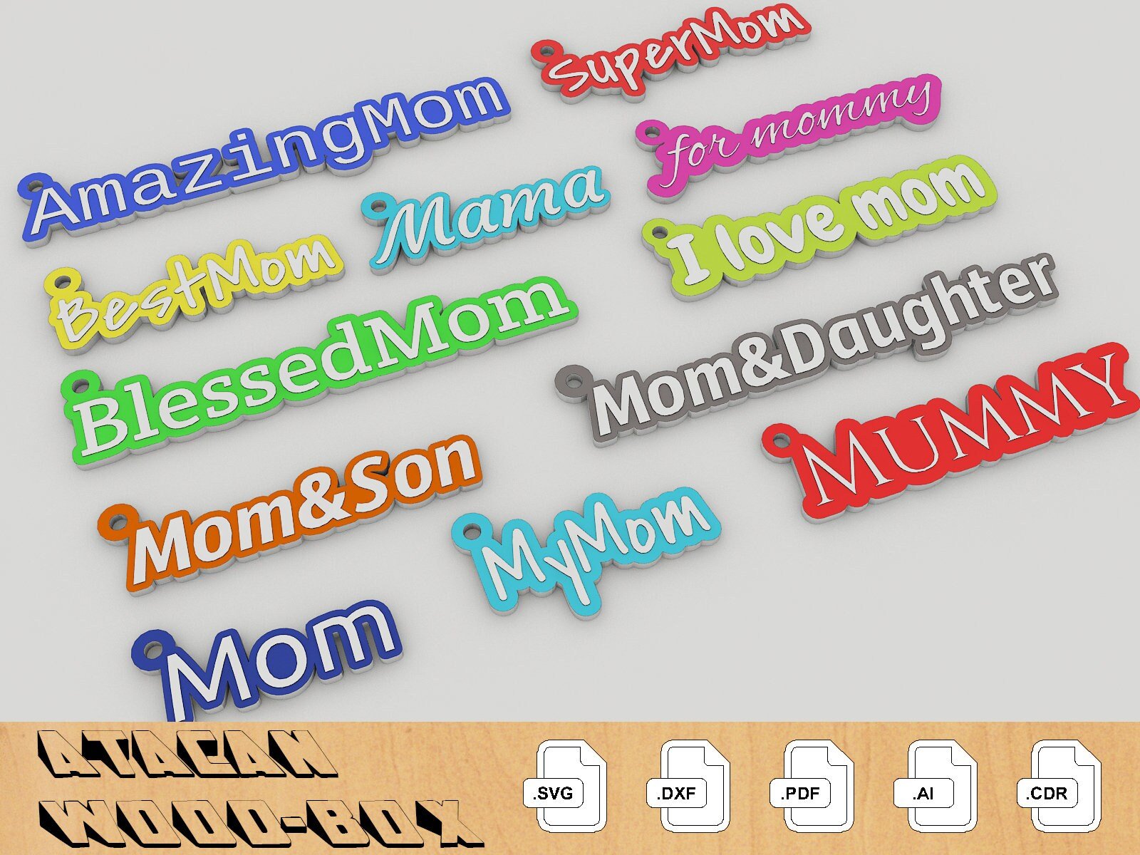 Mom Keychain Designs - Mothers Days Name SVG cut files - Mama Keychain bundle 232