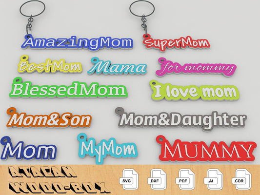 Mom Keychain Designs - Mothers Days Name SVG cut files - Mama Keychain bundle 232