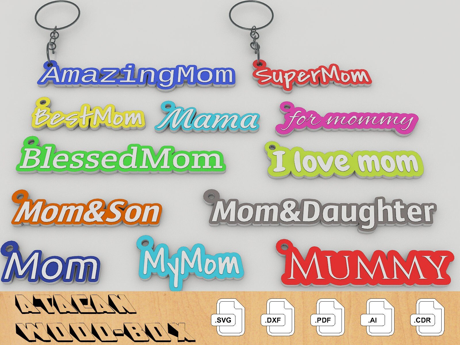 Mom Keychain Designs - Mothers Days Name SVG cut files - Mama Keychain bundle 232