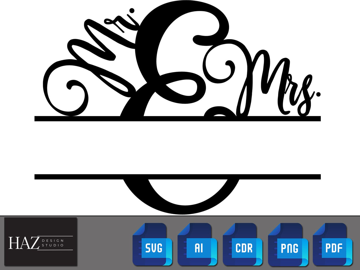 Mr and Mrs SVG / Couple Split Monogram / Bride and Groom Png / Husband Wife Marriage / Wedding Bridge Love / Engagement Png Svg Dxf 163