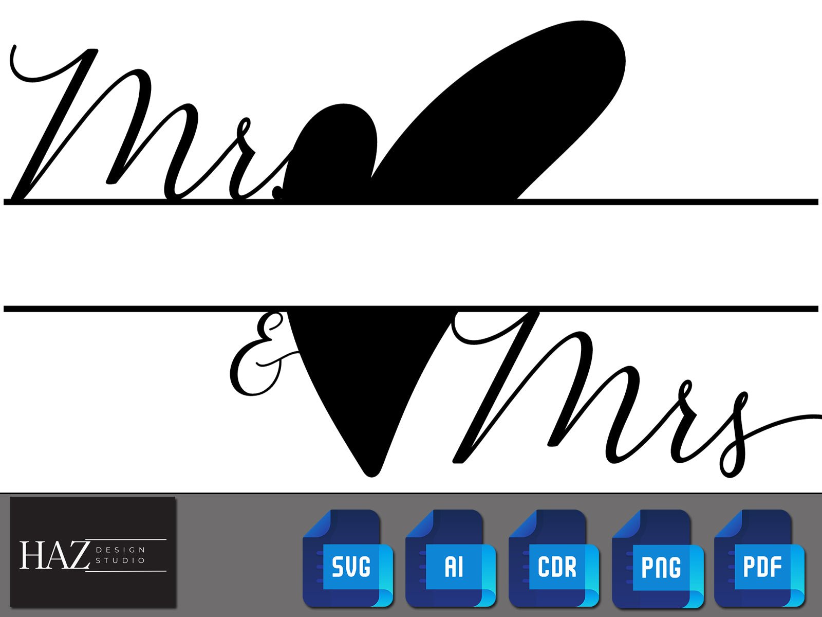 Mr and Mrs SVG / Couple Split Monogram / Bride and Groom Png / Husband Wife Marriage / Wedding Bridge Love / Engagement Png Svg Dxf 163