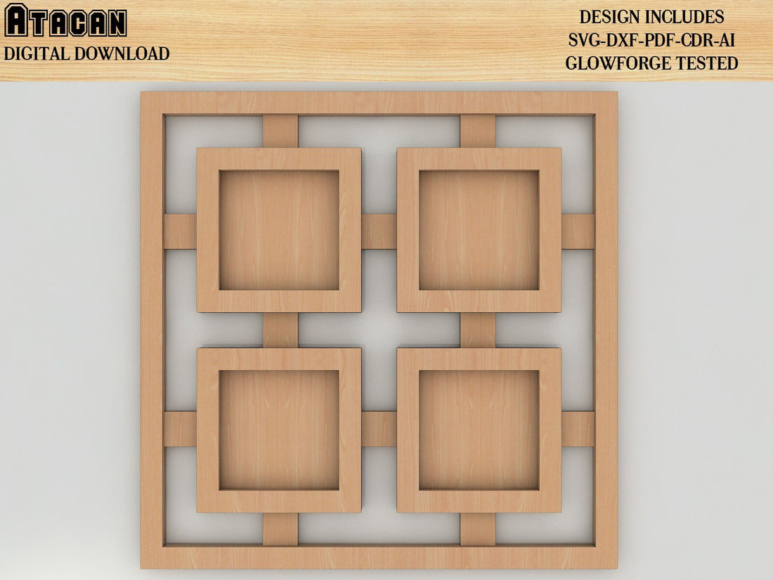 Photo Frame Cut File Multi picture collage photo frame laser cut file, Glowforge cut templa ...