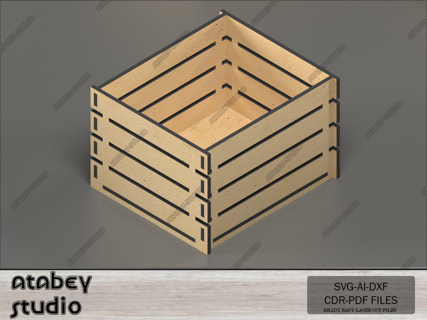 Multiple Size Crate Boxes - Wooden Crates Laser Cut Files - DIY Fruit Box Set - Toy Tools Storage Svg Dxf Cdr Ai 567