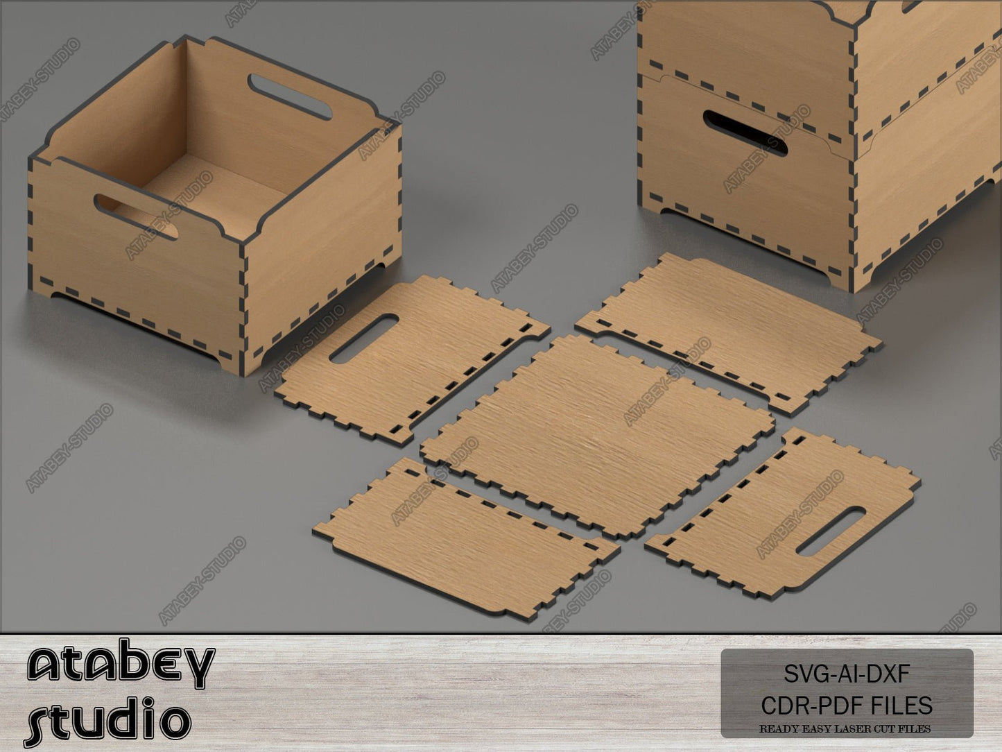 Multiple Size Stackable Box - Modular Design Storage Boxes - Wood Laser-Cut Plans - DIY Plans and Ready to Cut Files -Svg Dxf Ai Cdr 561