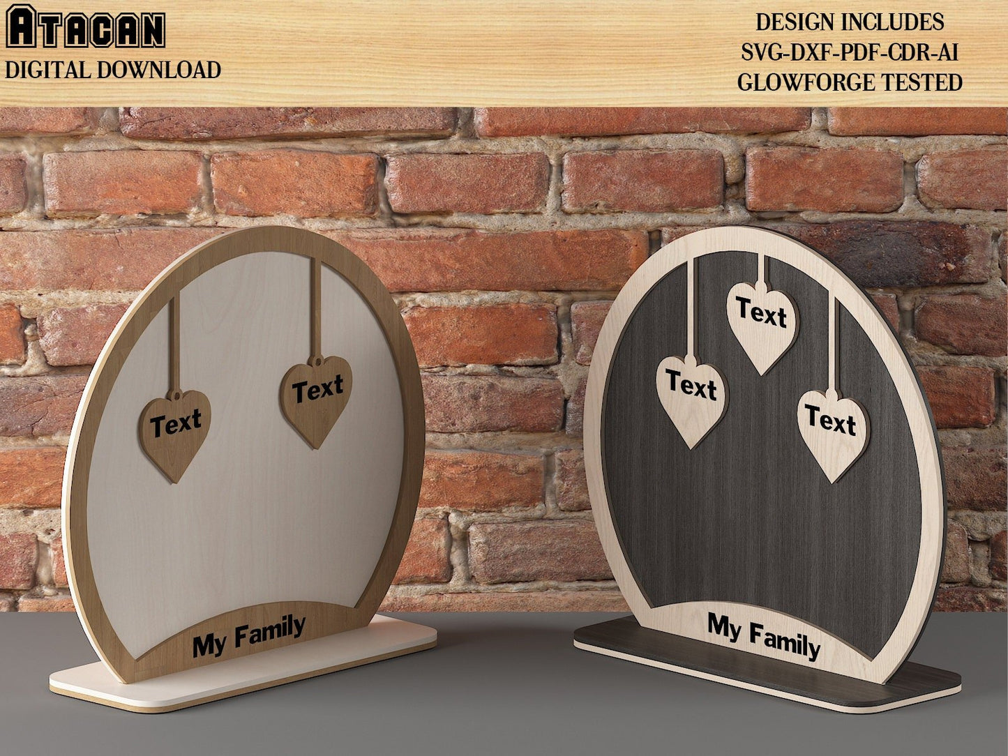 Names of Family Members Stands / Personalized Hanging Hearts / Wooden Family Gift 482