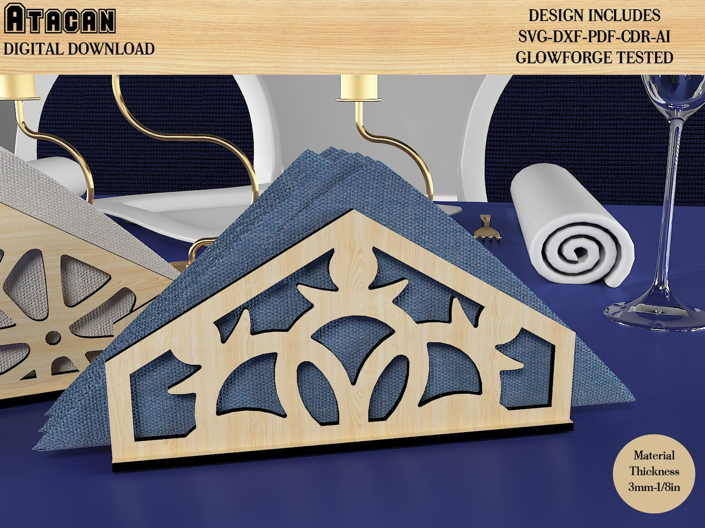 Napkin Holder for Dinning Table / Wooden Tissue Holders / Lightburn Vectors SVG DXF CDR Ai 491