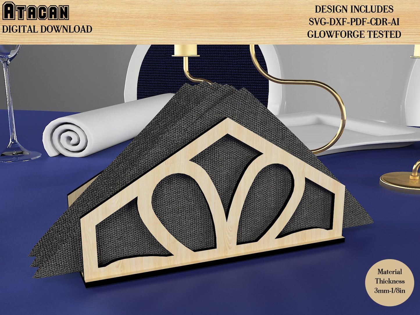 Napkin Holder for Dinning Table / Wooden Tissue Holders / Lightburn Vectors SVG DXF CDR Ai 491