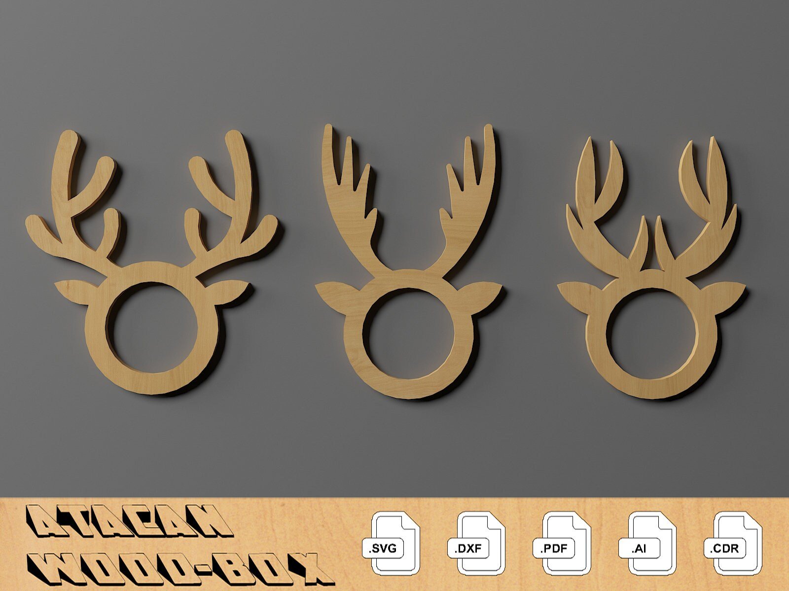 Napkin Holder Rings / Christmas Napkin Ring Svg / Noel Deer Head and Antlers 292