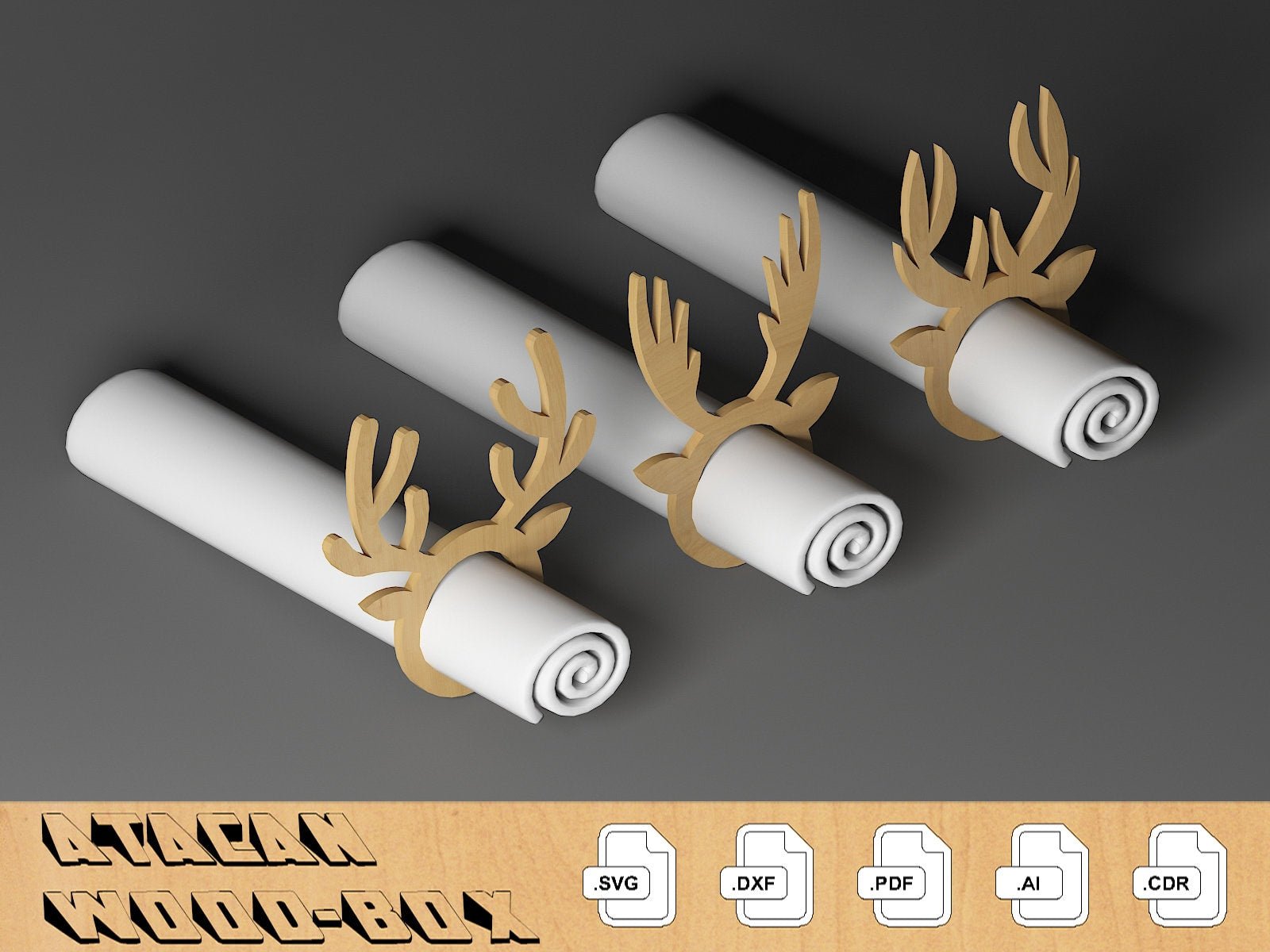 Napkin Holder Rings / Christmas Napkin Ring Svg / Noel Deer Head and Antlers 292