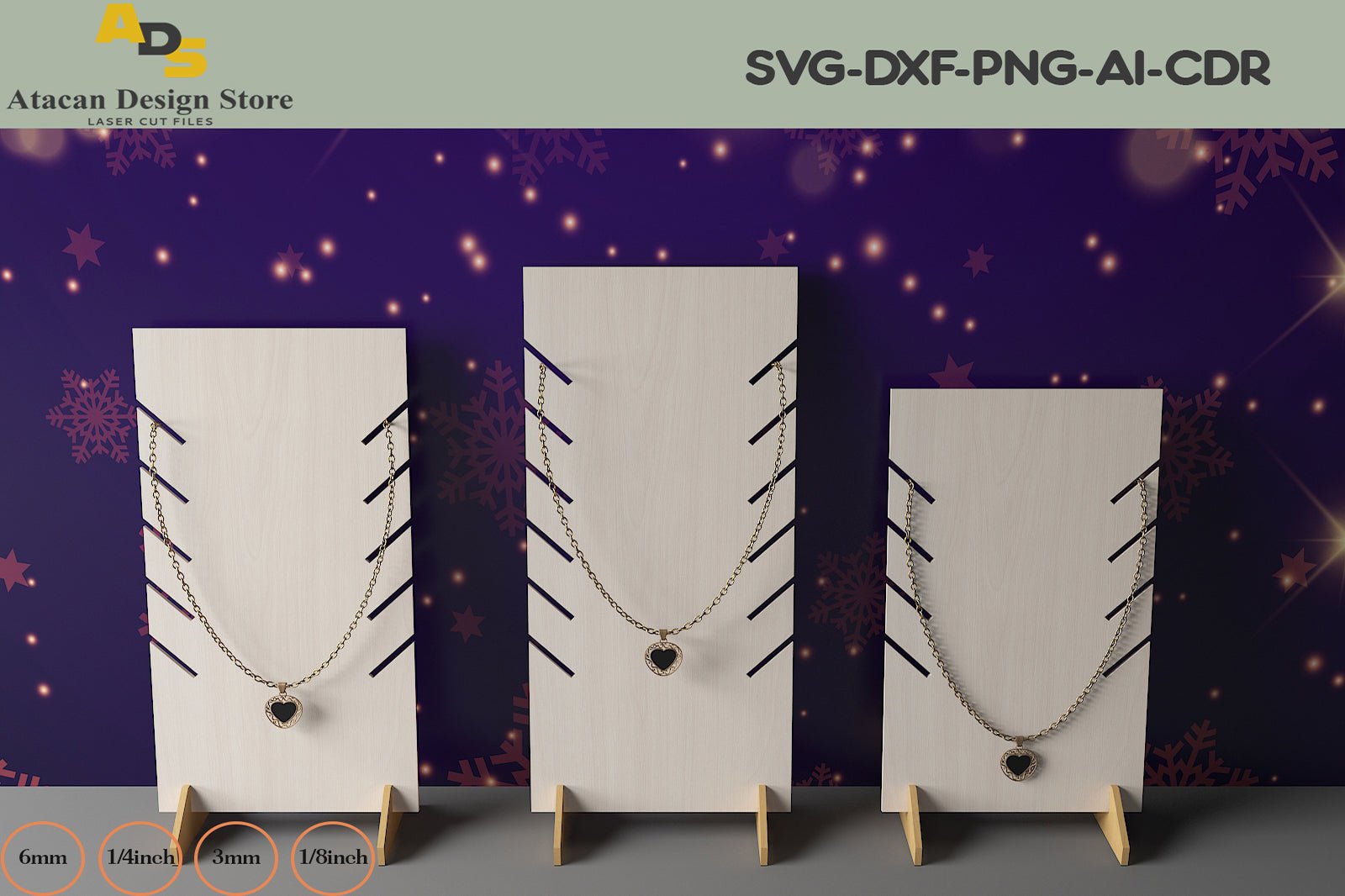 Necklace Holder / Bracelet Display / Jewelry Display Stand / Necklaces Organizer / Laser Cutting Files SVG DXF CDR 301