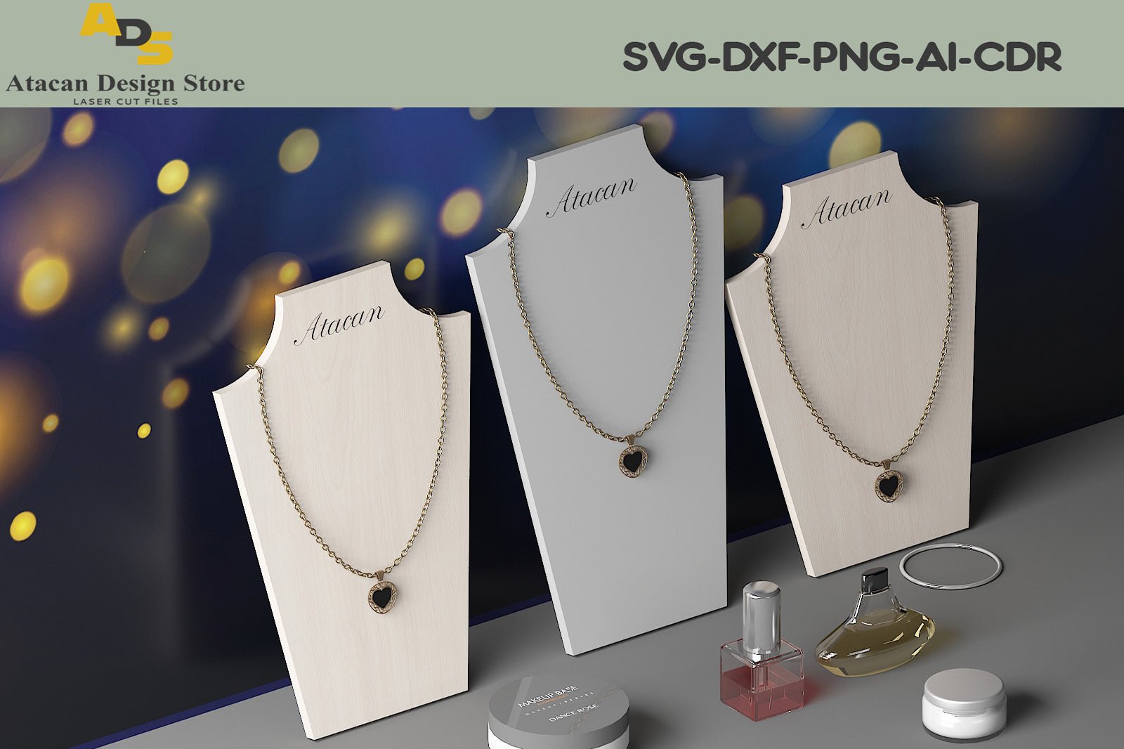 Buy White Leatherette Necklace Displays In 4 Sizes | Display Centre