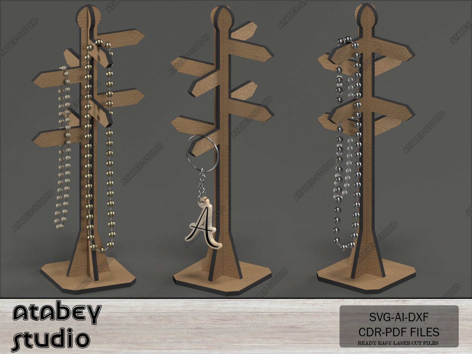 North Pole Sign Hanging Organizer - Direction Post signs Key Holder - Necklace Jewelry Holder Display Svg Dxf Cdr Ai 571