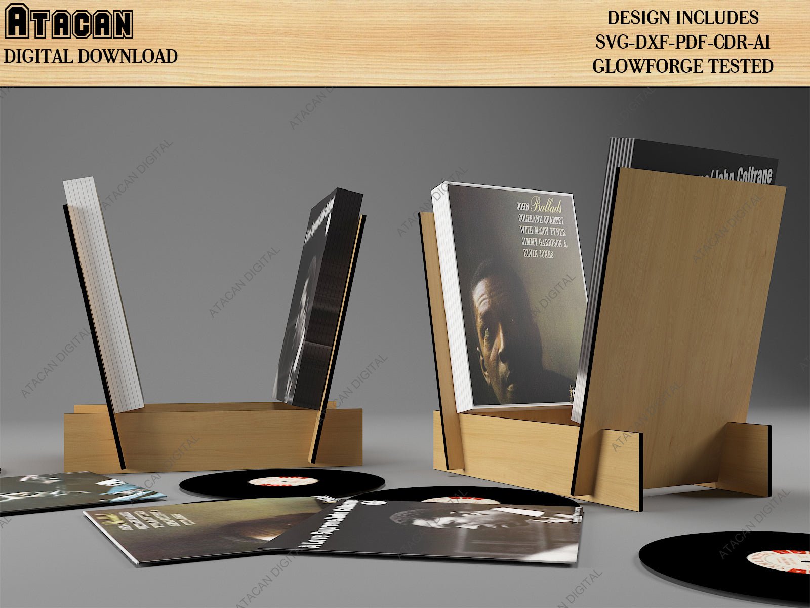 Office Stackable Paper Trays / Stacking Box set / Vinyl Record Display Holder SVG DXF CDR Ai 499