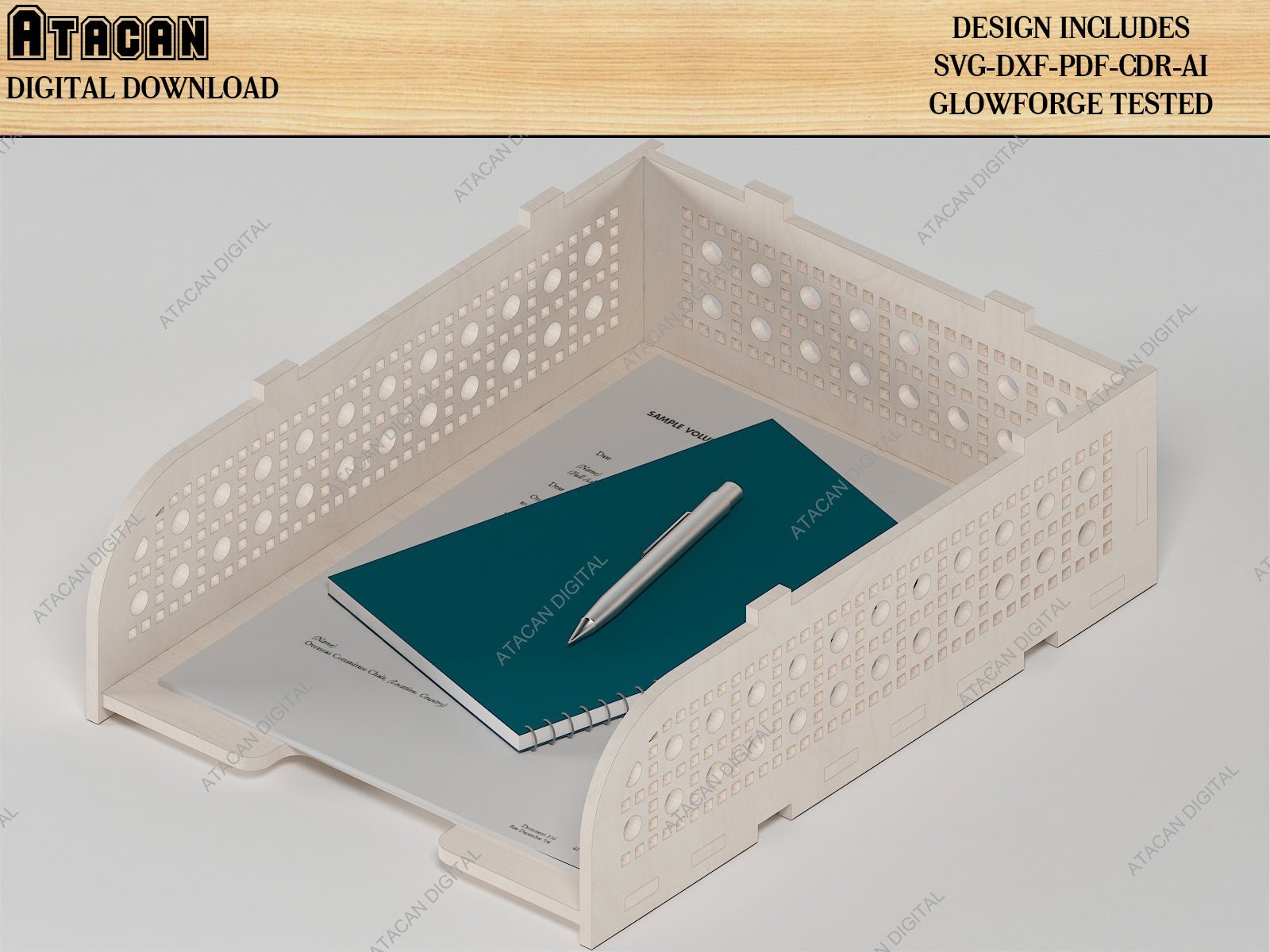Office Stackable Paper Trays / Stacking Box set / Vinyl Record Display Holder SVG DXF CDR Ai 499
