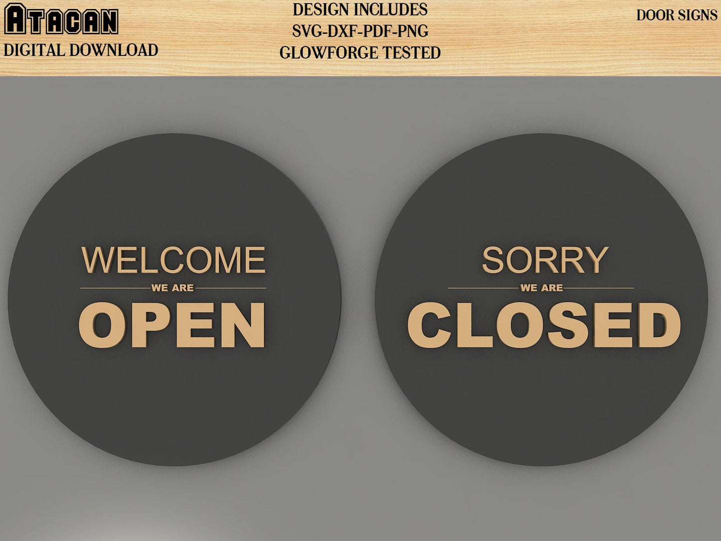 Open Closed BUNDLE Shop Sign SVG Cut Files, Welcome We're Open, Sorry We're Closed, Small Business sign 189