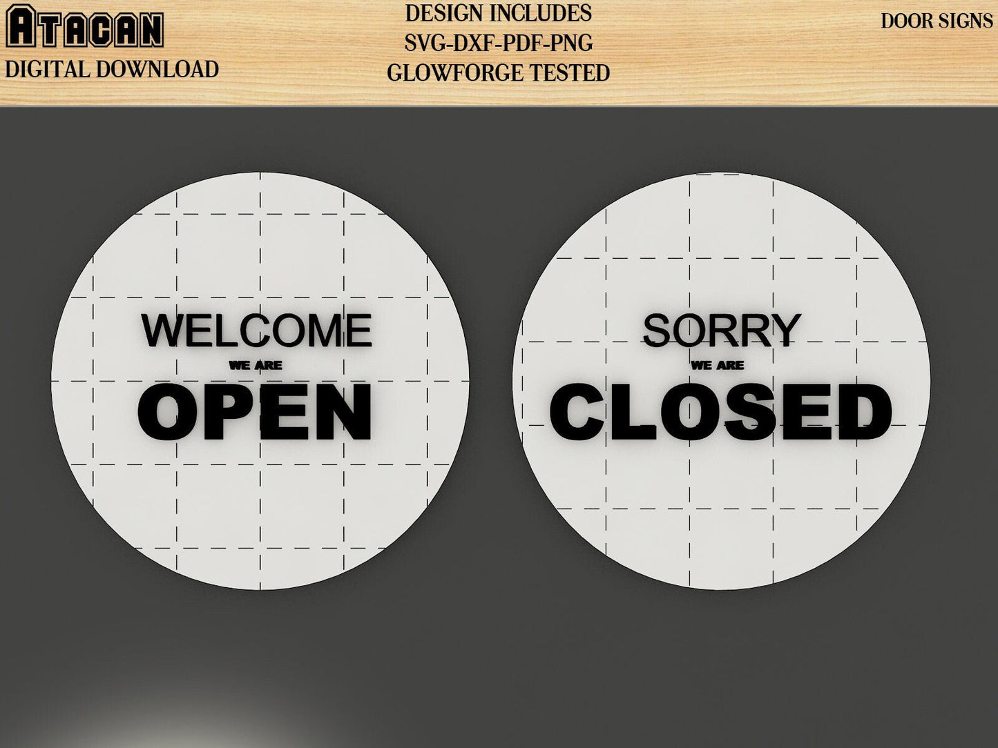 Open Closed BUNDLE Shop Sign SVG Cut Files, Welcome We're Open, Sorry We're Closed, Small Business sign 189