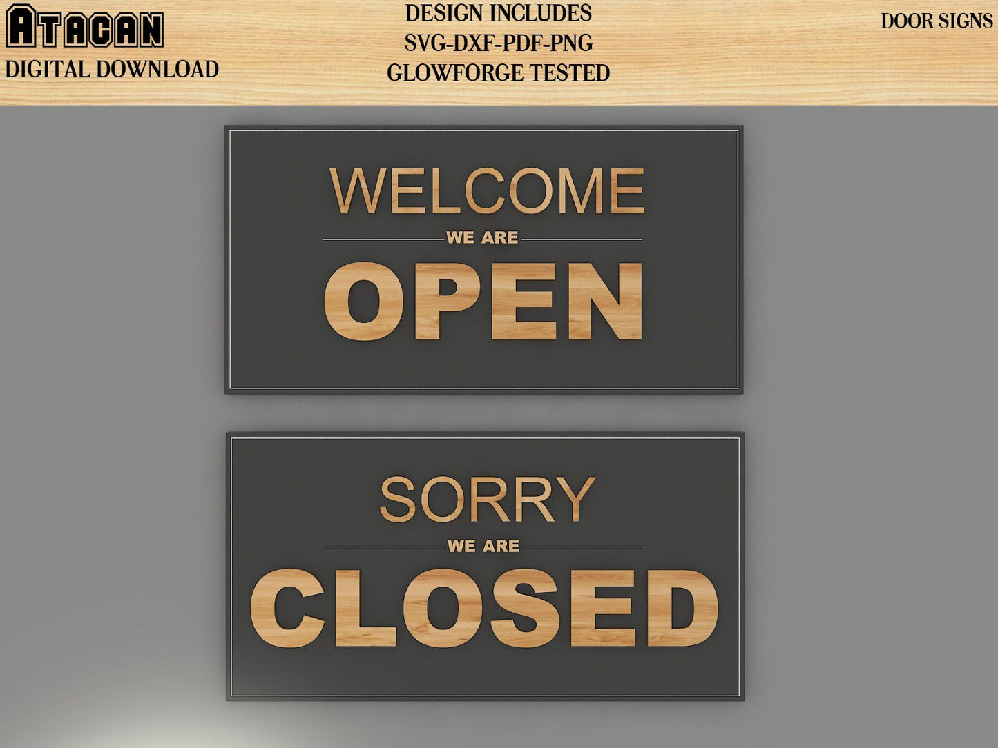 Open Closed BUNDLE Shop Sign SVG Cut Files, Welcome We're Open, Sorry We're Closed, Small Business sign 189