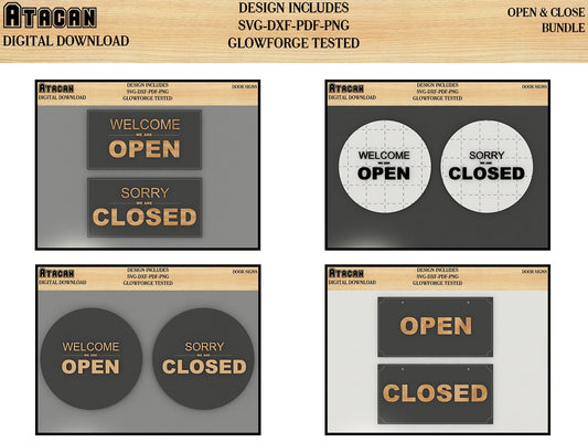 Open Closed BUNDLE Shop Sign SVG Cut Files, Welcome We're Open, Sorry We're Closed, Small Business sign 189