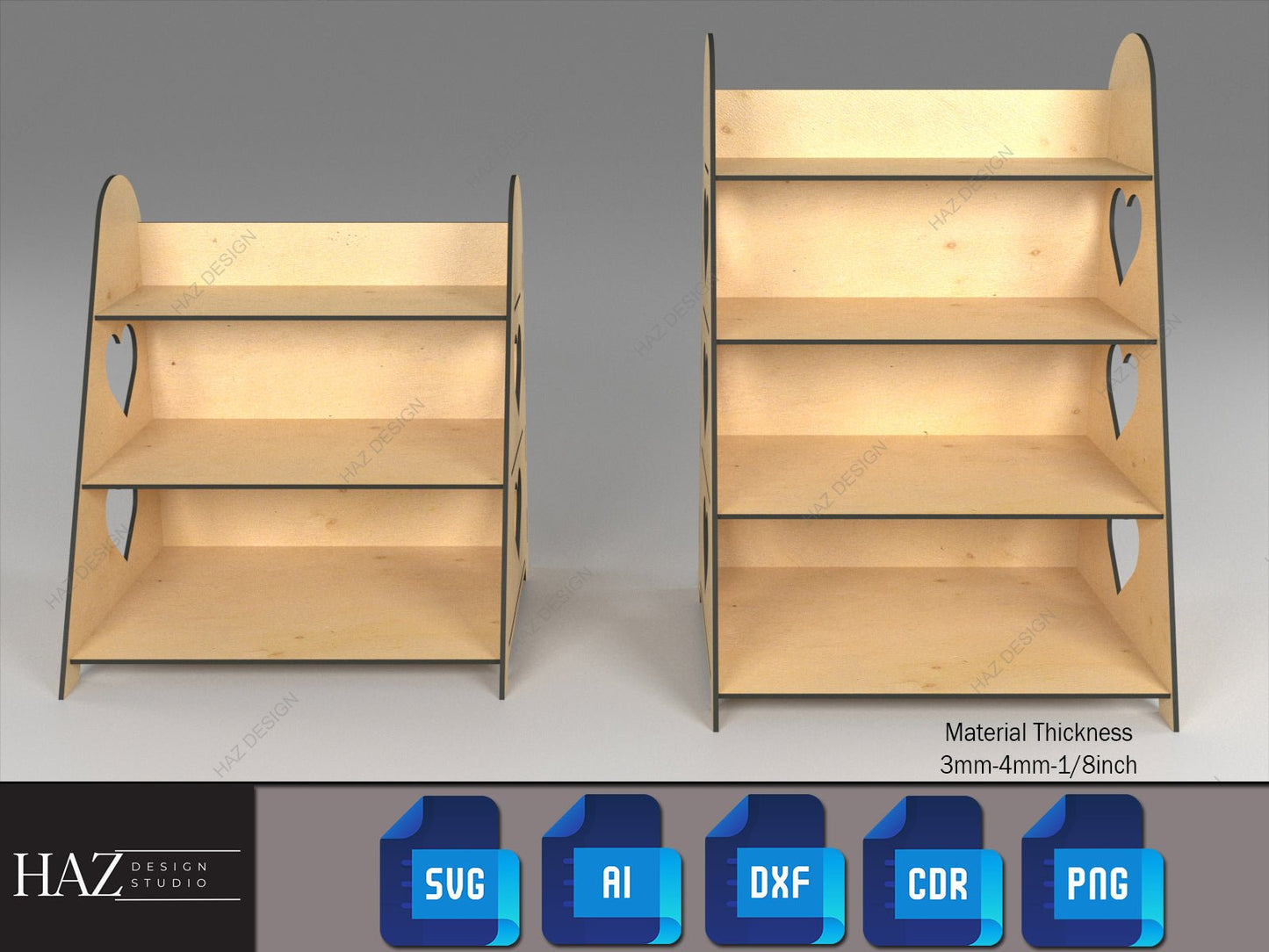 Organize and Showcase with 4 Tier Shelving / Gift Card Display Holder / Retail Counter Display / Laser Cut Wooden Shelves 184